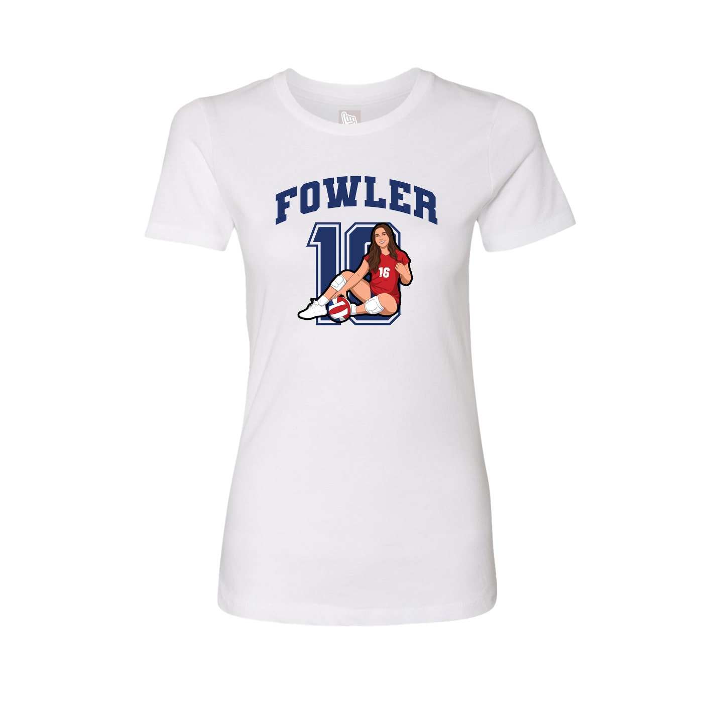 Fitted Women's Tee — Number in White