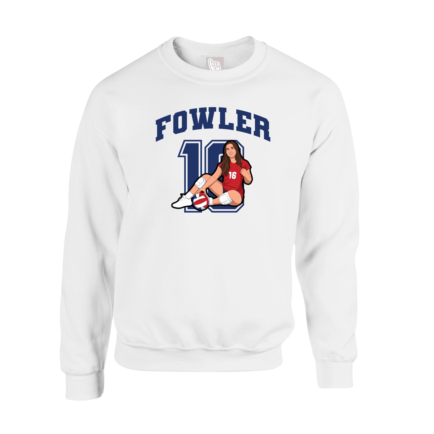 Fleece Crew — Number in White