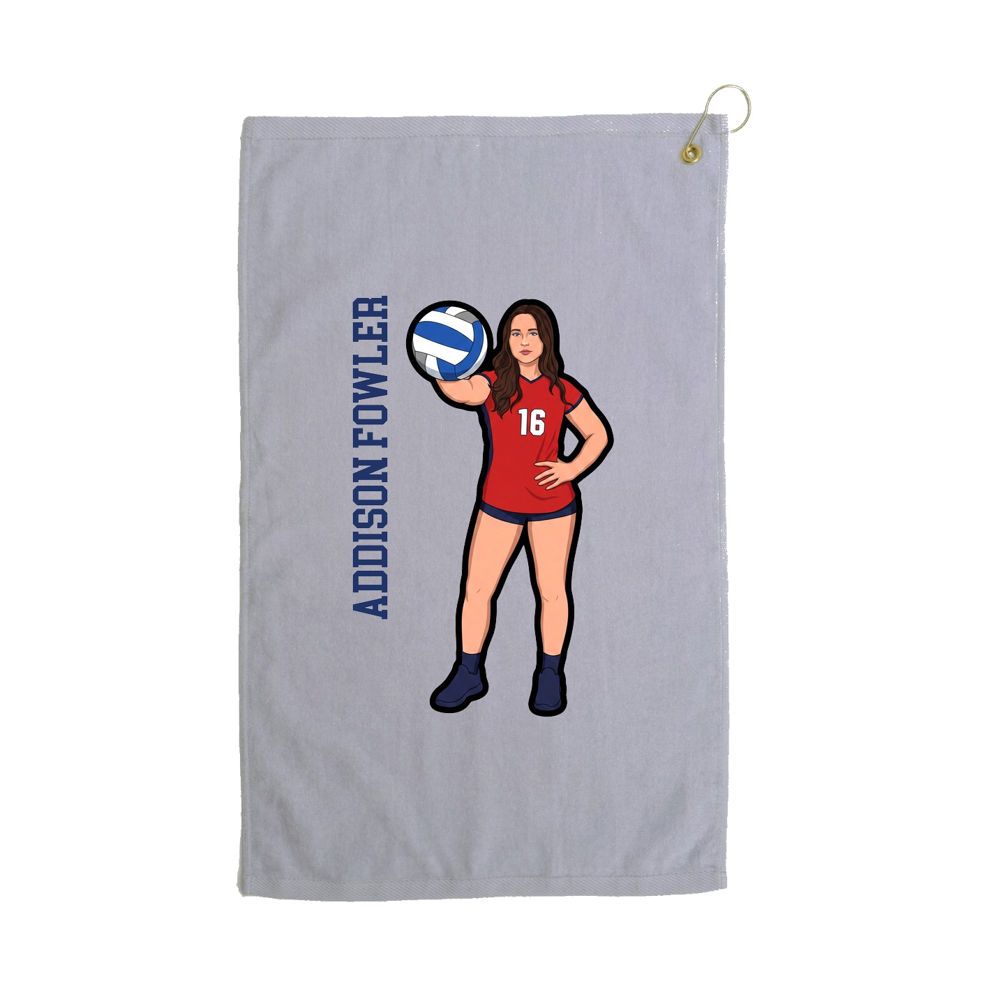 Golf Towel — Name Vertical in Grey