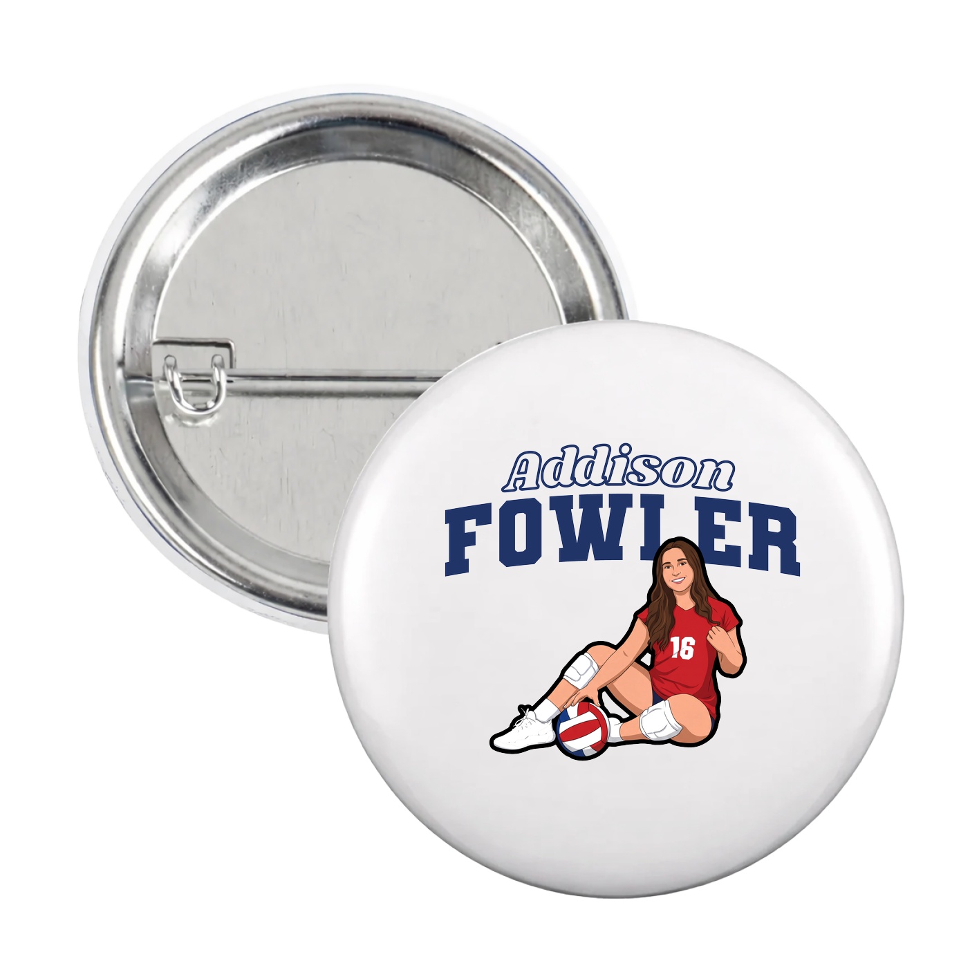 Game Day Button — Name Arch in White