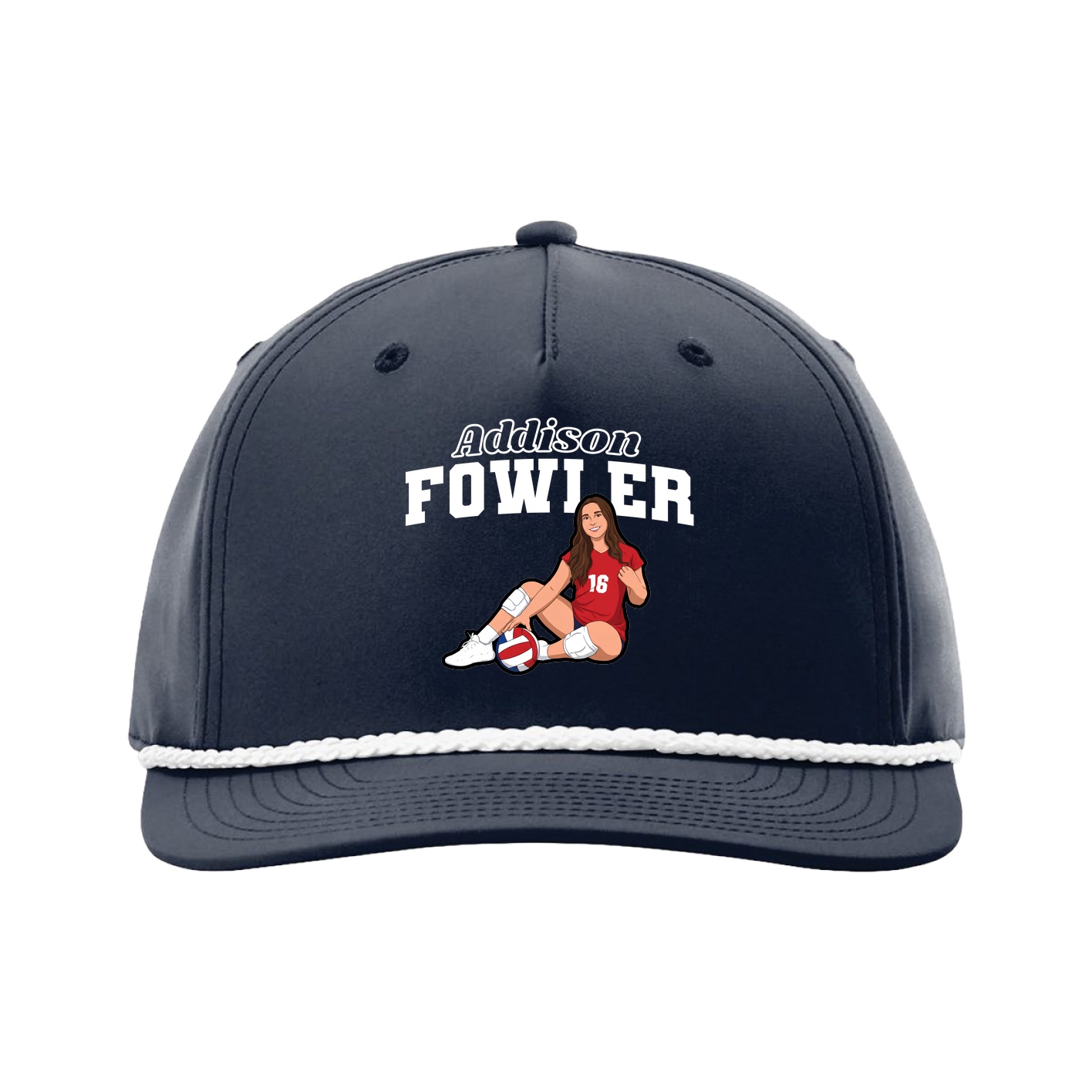 Five-Panel Classic Rope Cap — Name Arch in Navy