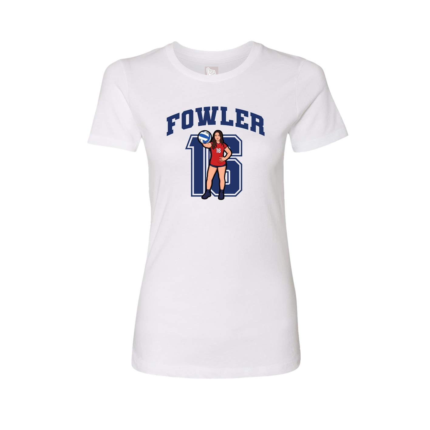Fitted Women's Tee — Number in White