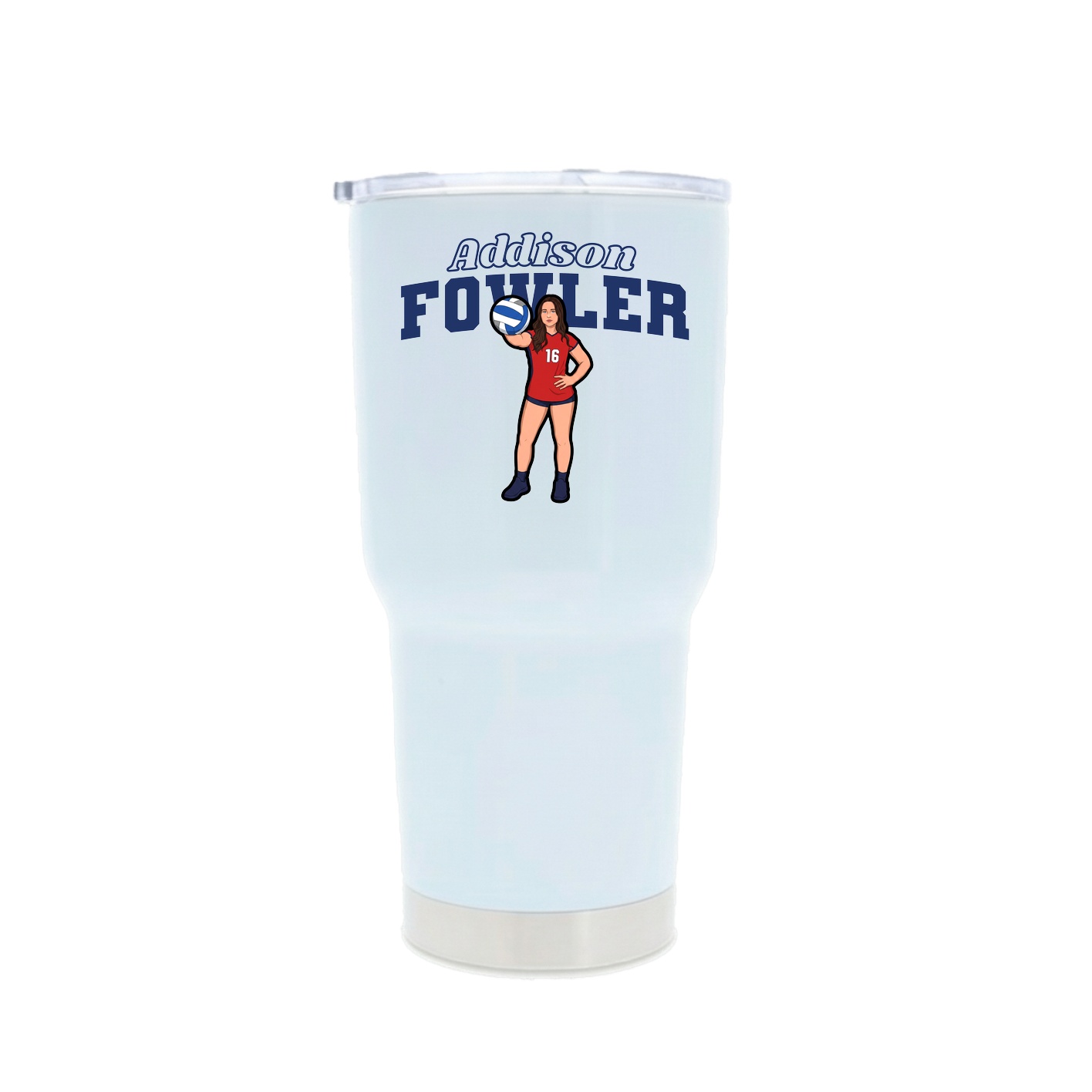 30oz Stainless Steel Tumbler — Name Arch in White