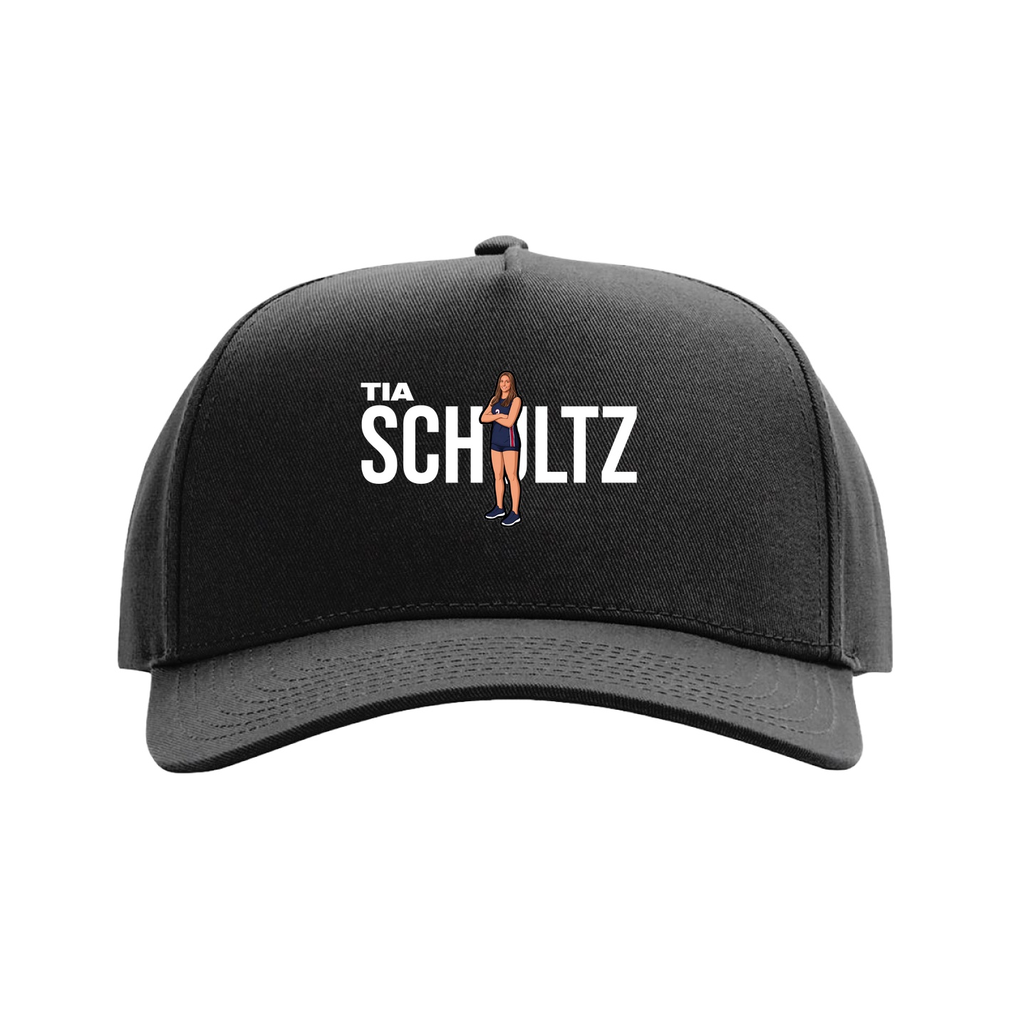Full Fabric Five-Panel Champ Cap — Player Name in Black