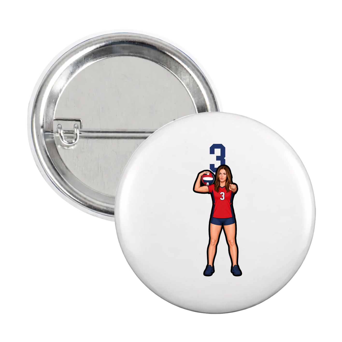 Game Day Button — Number Top in White