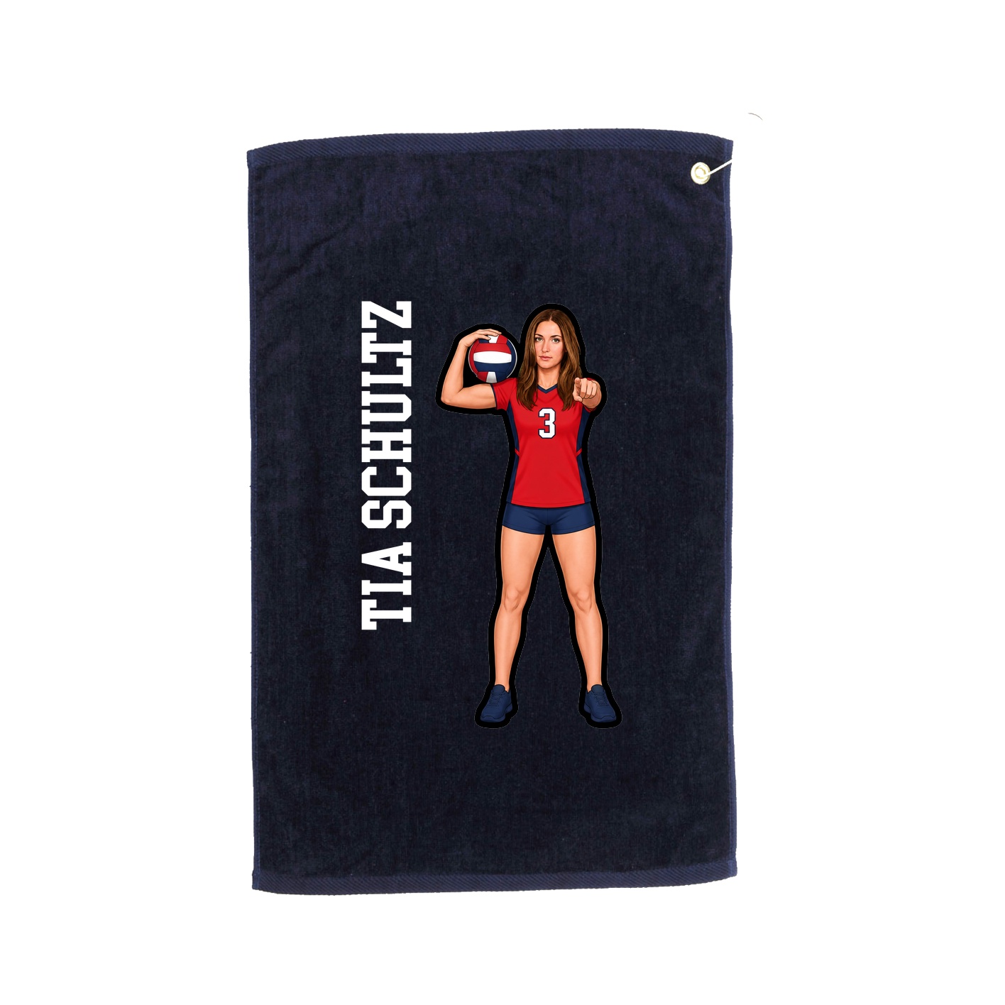 Golf Towel — Name Vertical in Navy