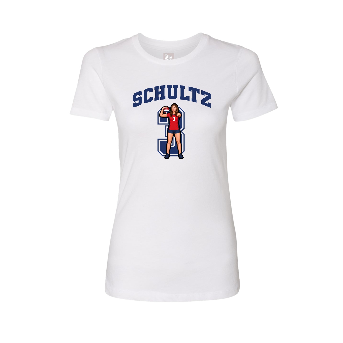 Fitted Women's Tee — Number in White