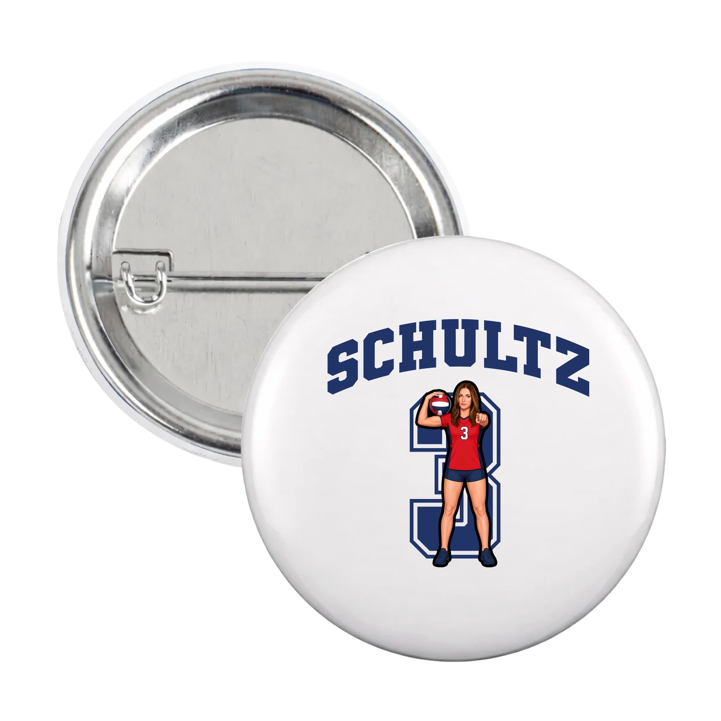 Game Day Button — Number in White