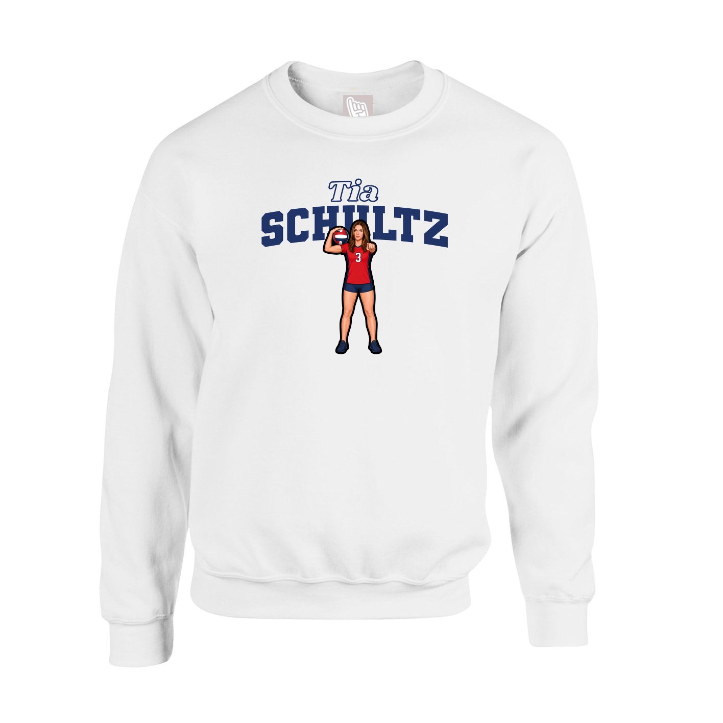 Fleece Crew — Name Arch in White