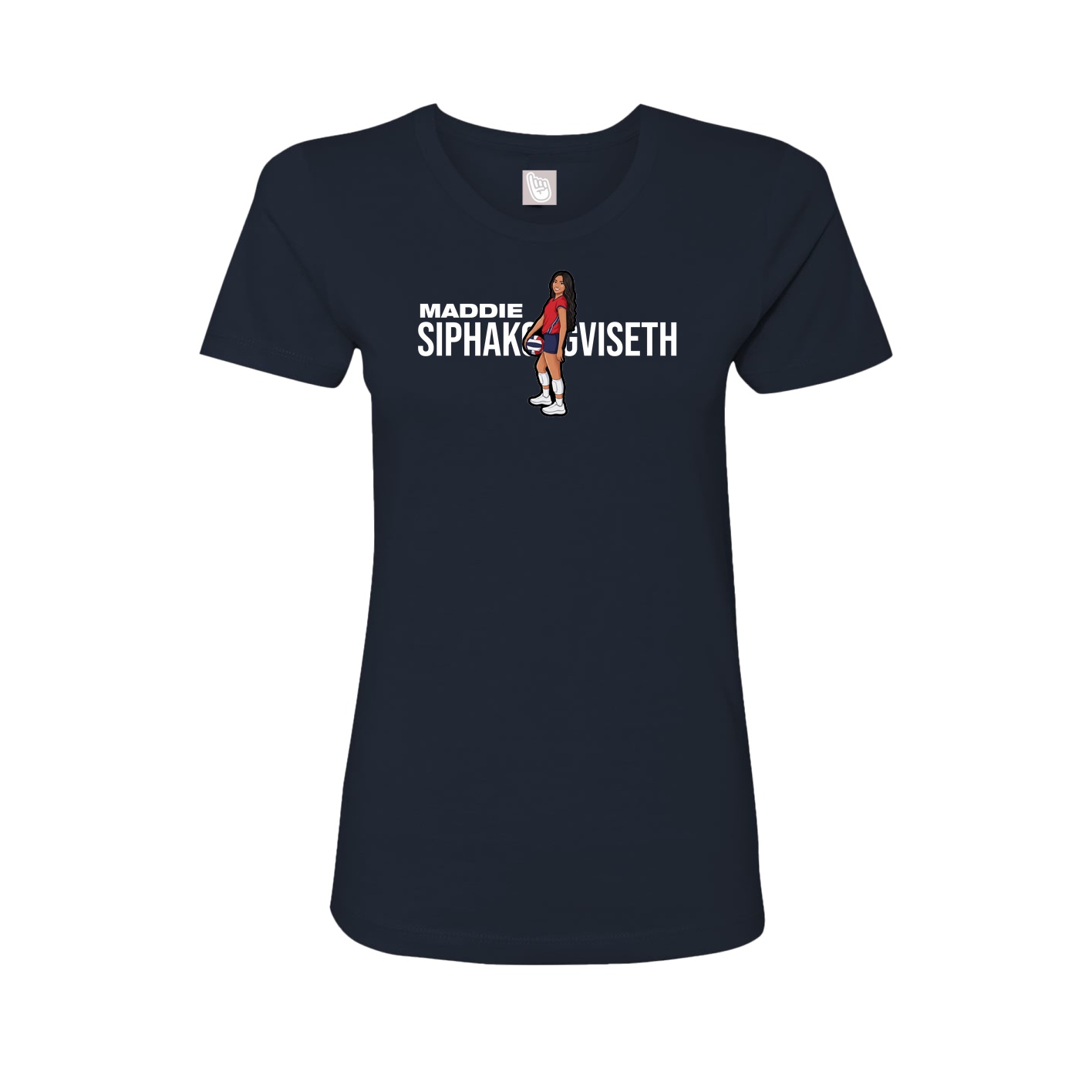 Fitted Women's Tee — Player Name in Navy