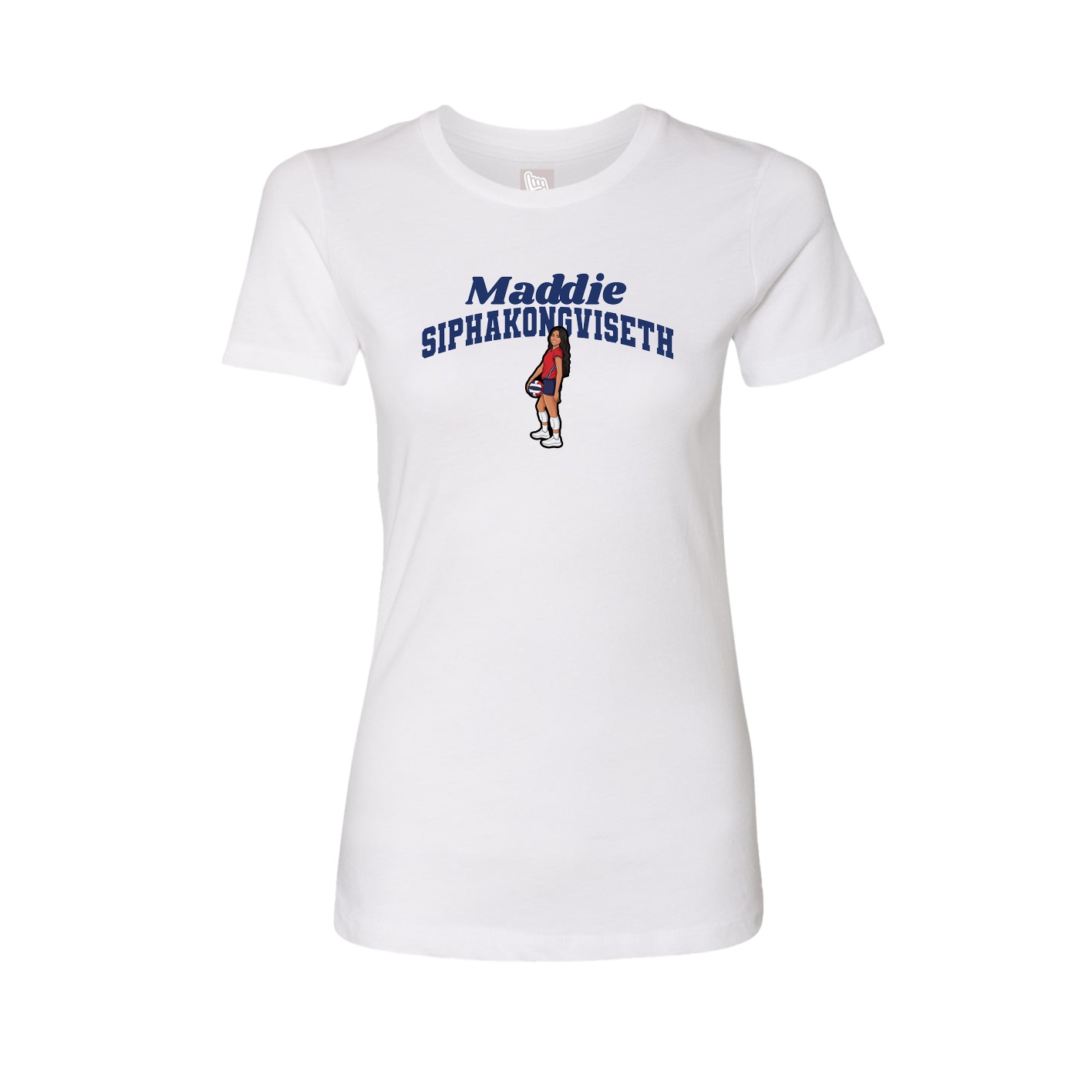 Fitted Women's Tee — Signature Arch in White
