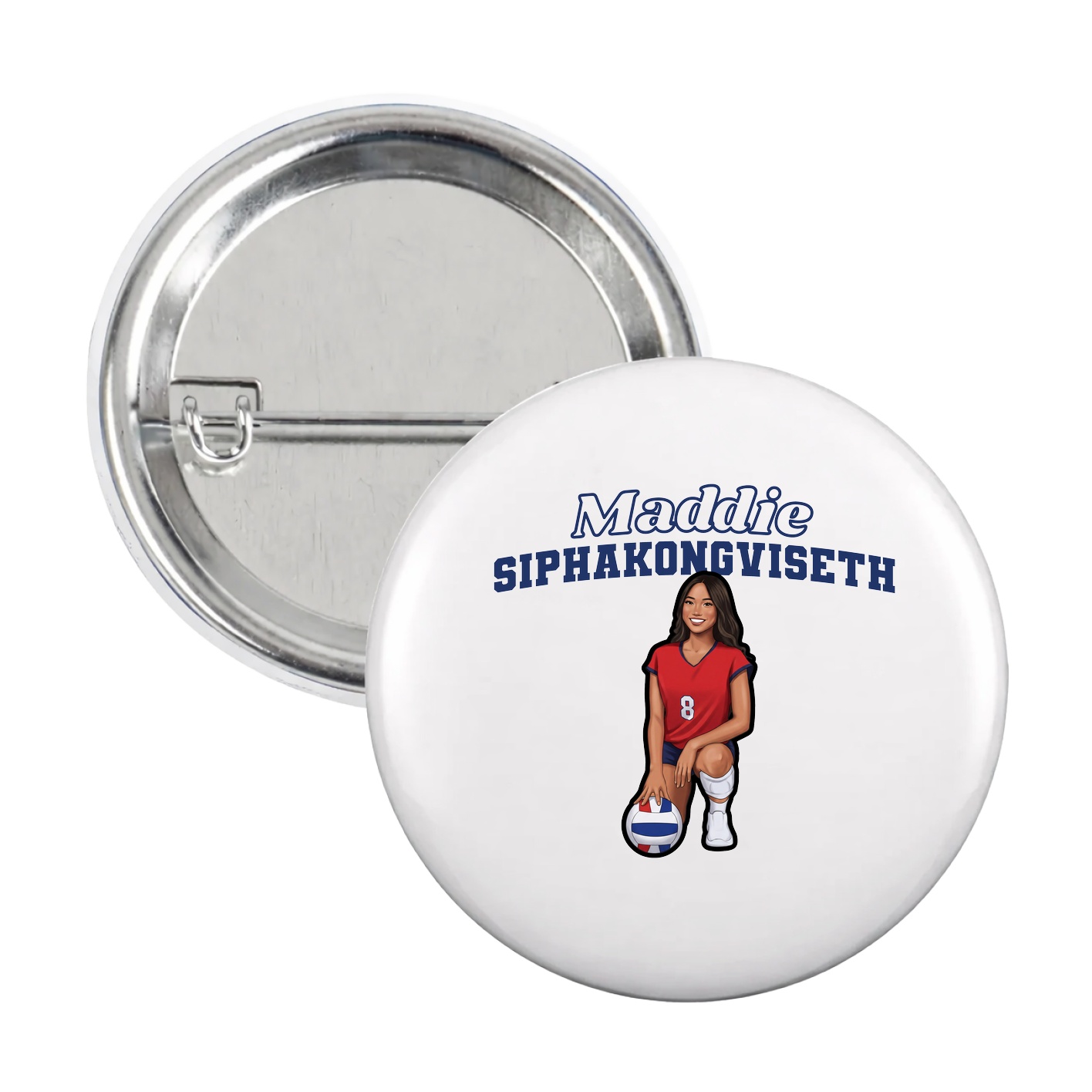 Game Day Button — Name Arch in White