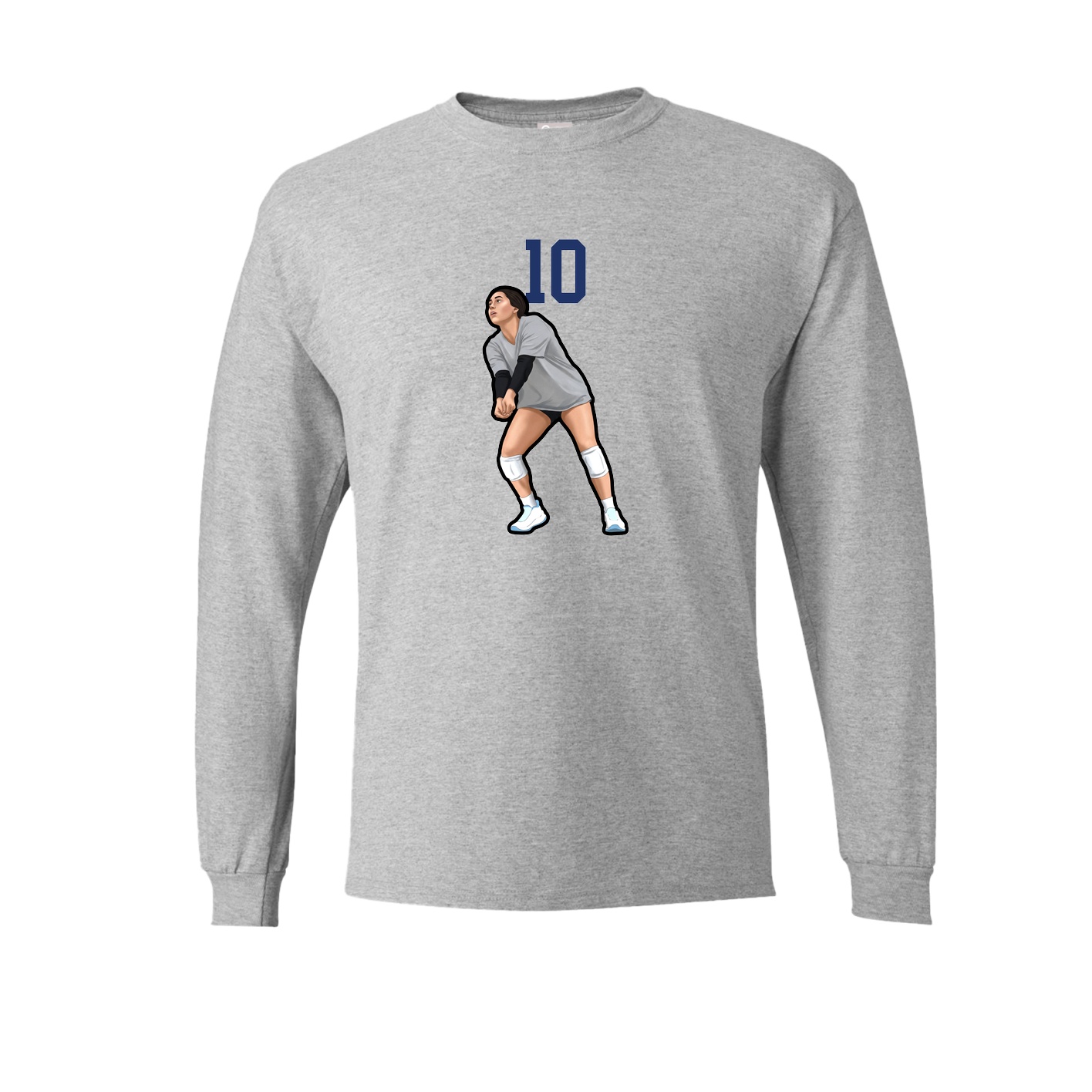 Long Sleeve Tee — Number Top in Grey