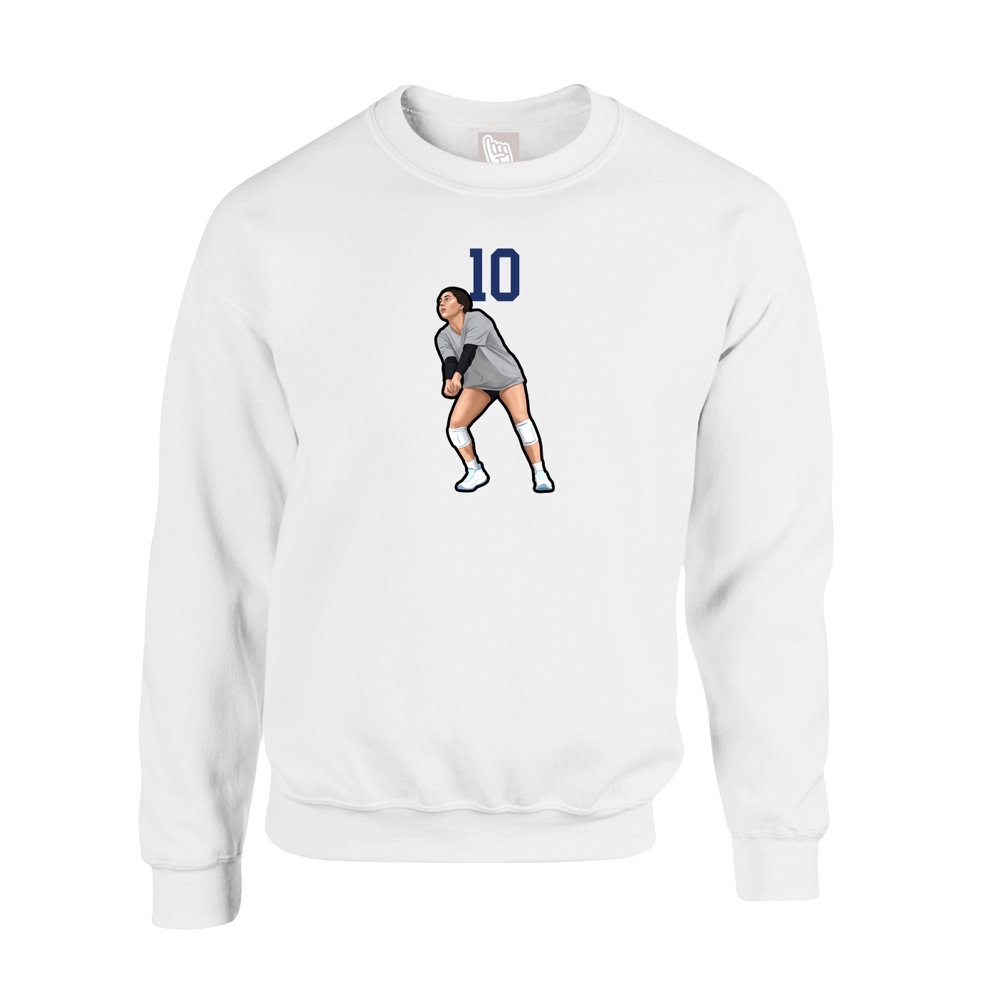 Fleece Crew — Number Top in White