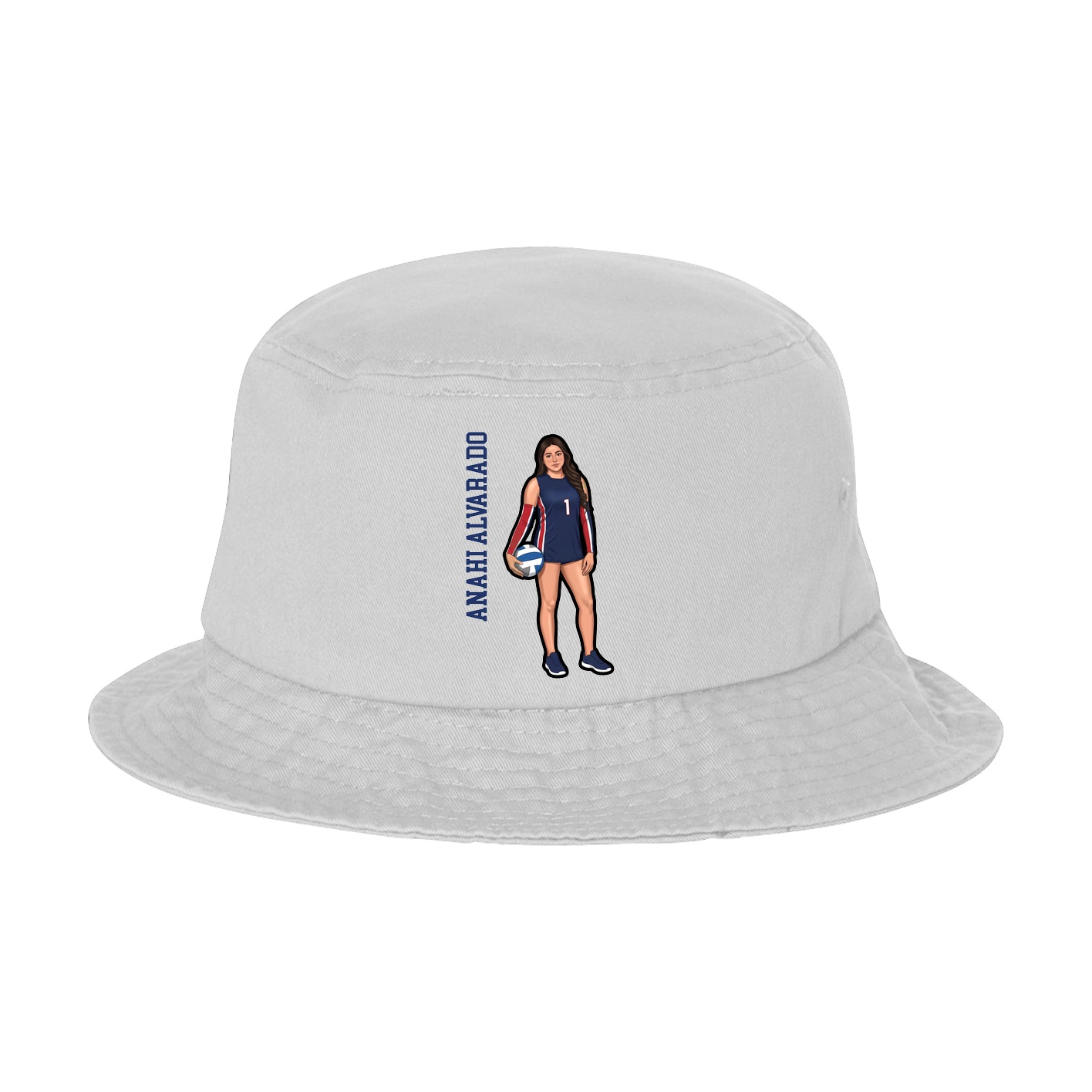 Bucket Cap — Name Vertical in White