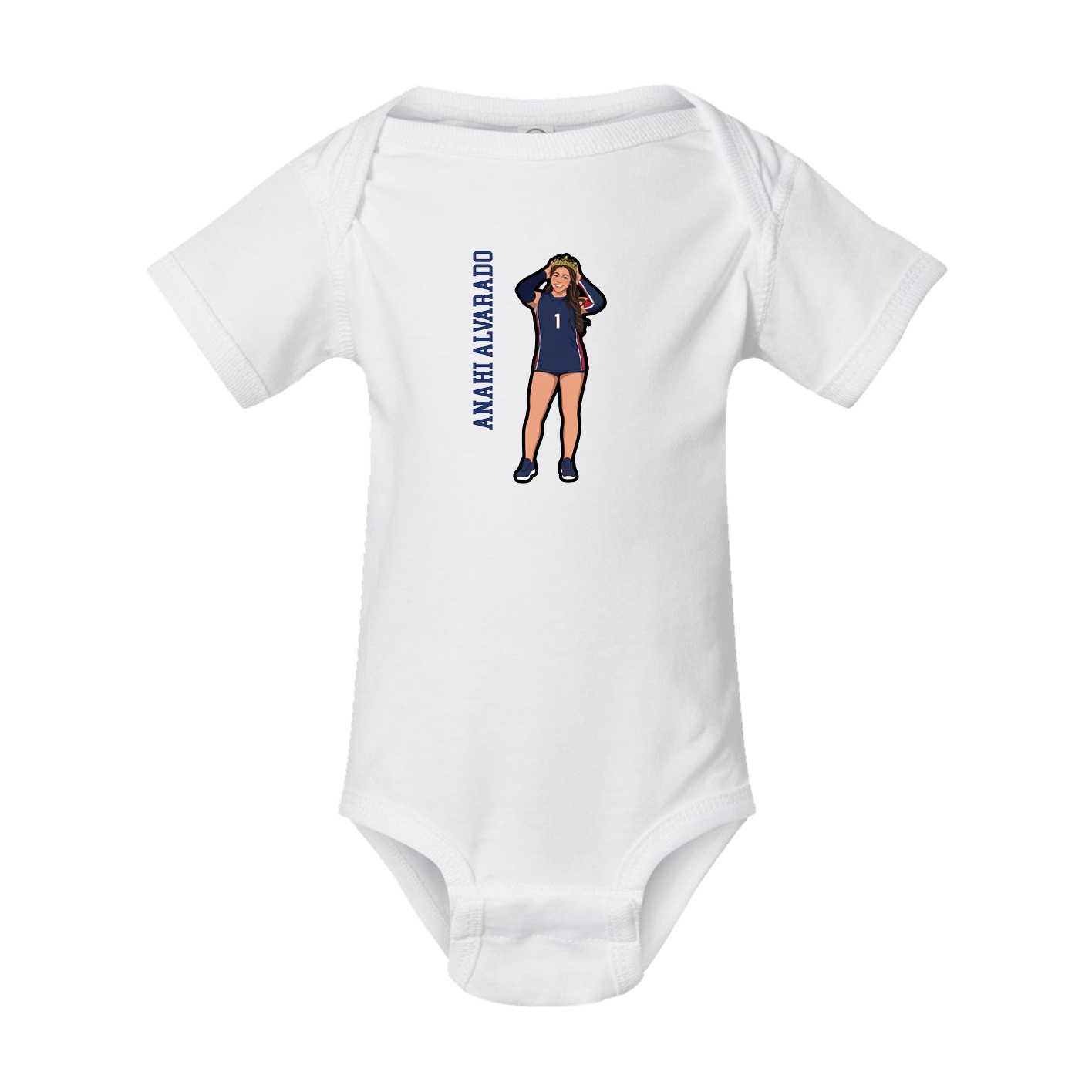 Baby Onesie — Name Vertical in White