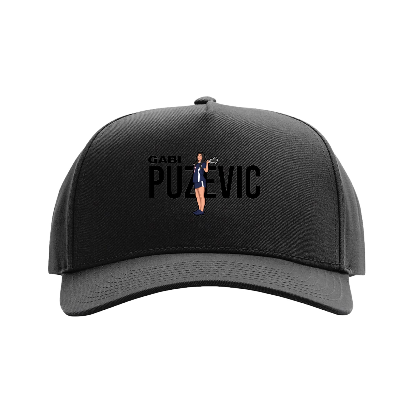 Full Fabric Five-Panel Champ Cap — Player Name in Black