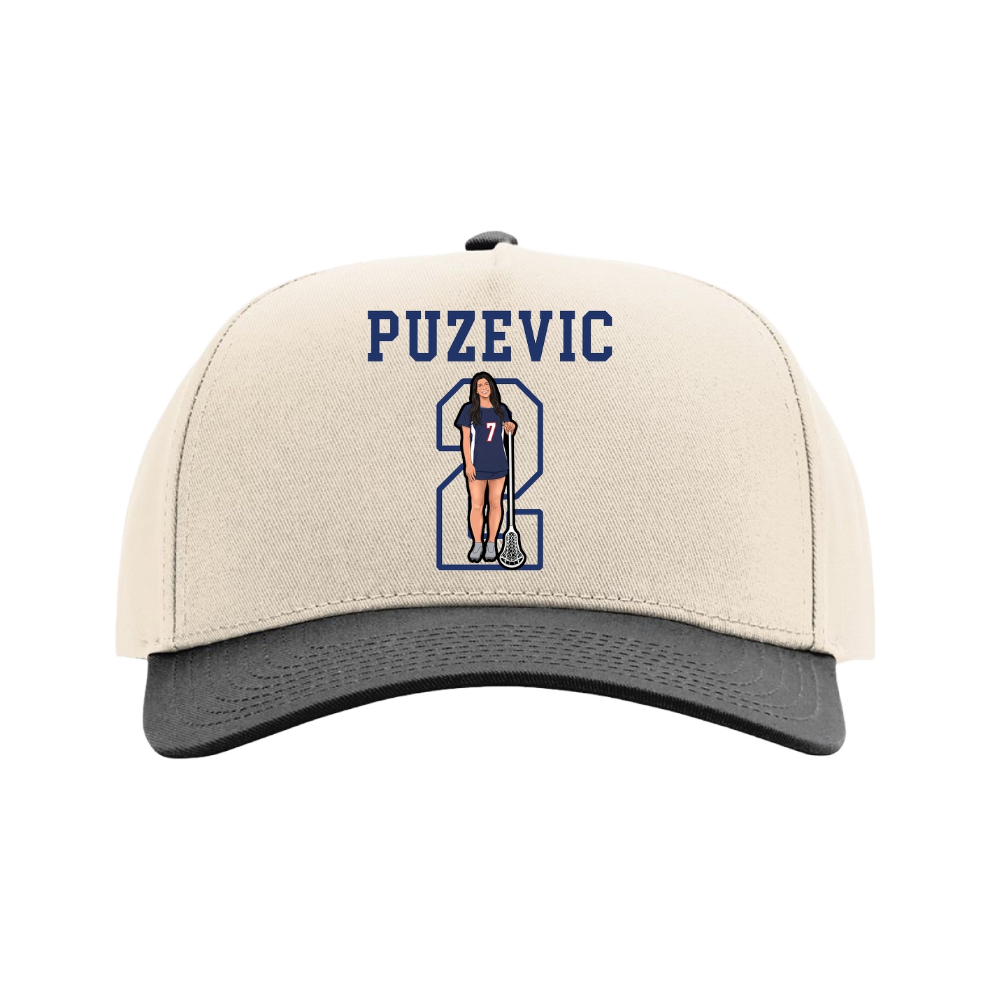 Full Fabric Five-Panel Champ Cap — Shirsey in Cream/Black