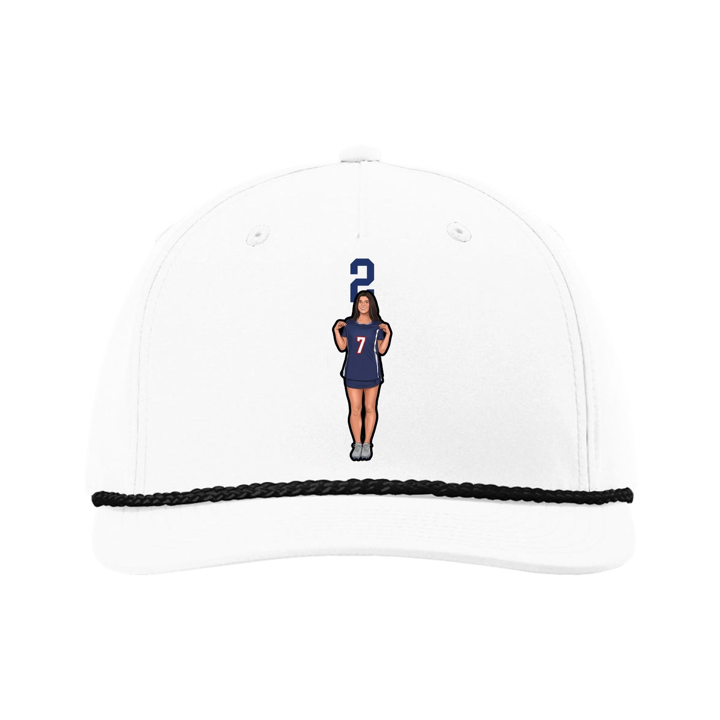 Five-Panel Classic Rope Cap — Number Top in White