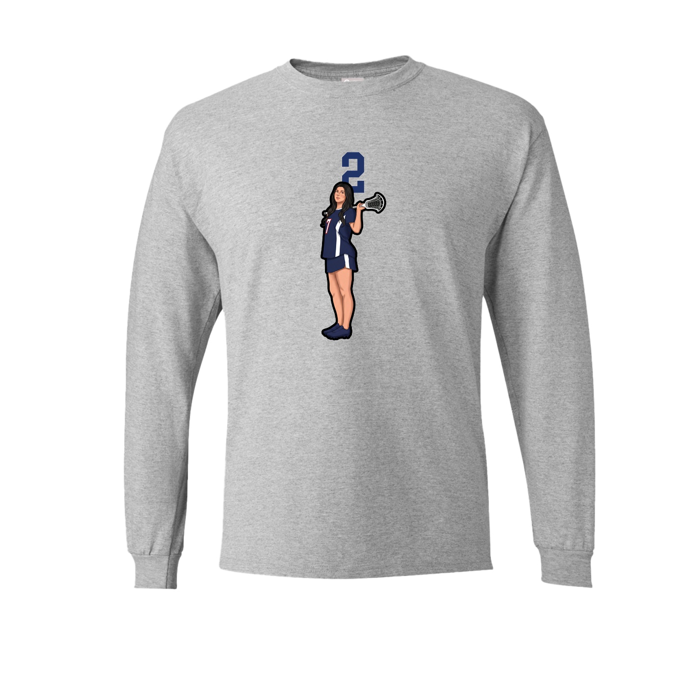 Long Sleeve Tee — Number Top in Grey