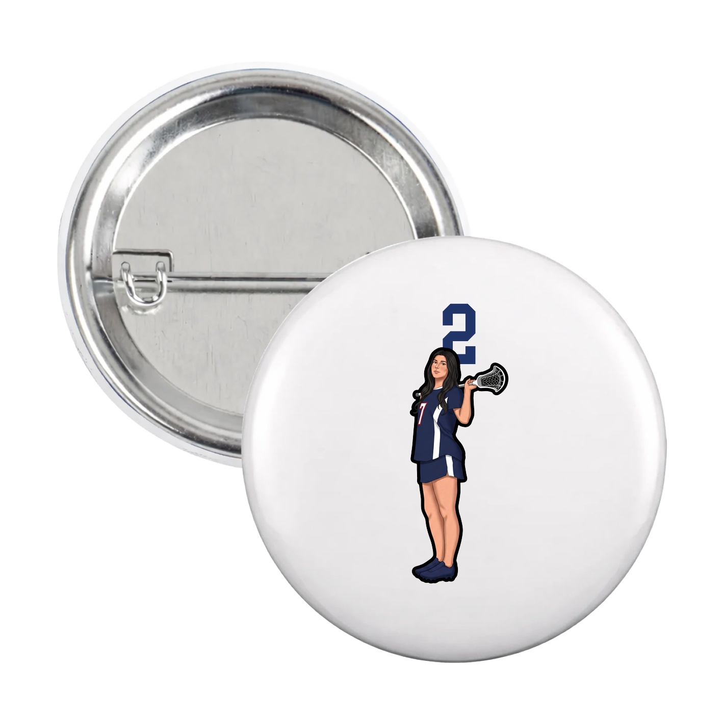 Game Day Button — Number Top in White