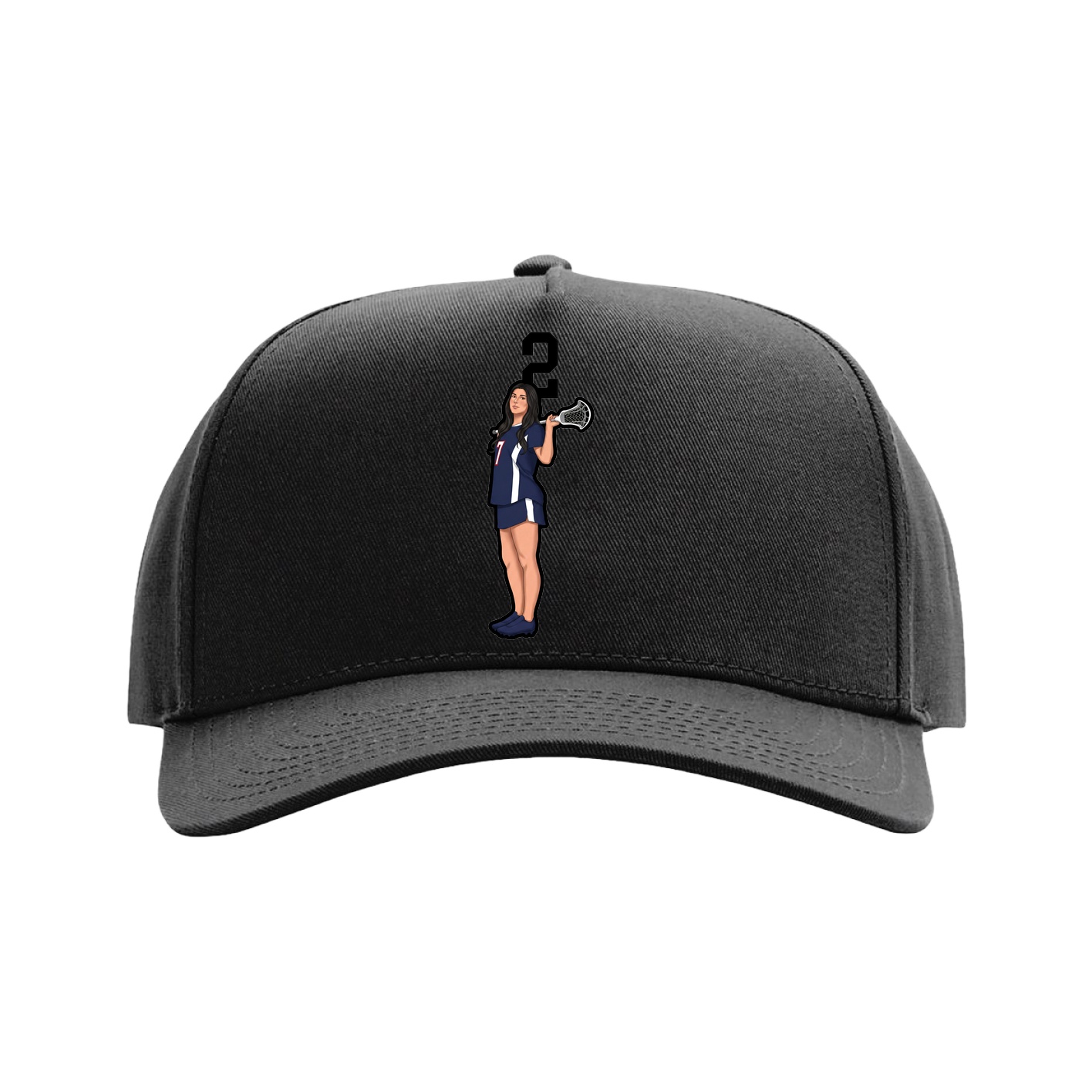 Full Fabric Five-Panel Champ Cap — Number Top in Black