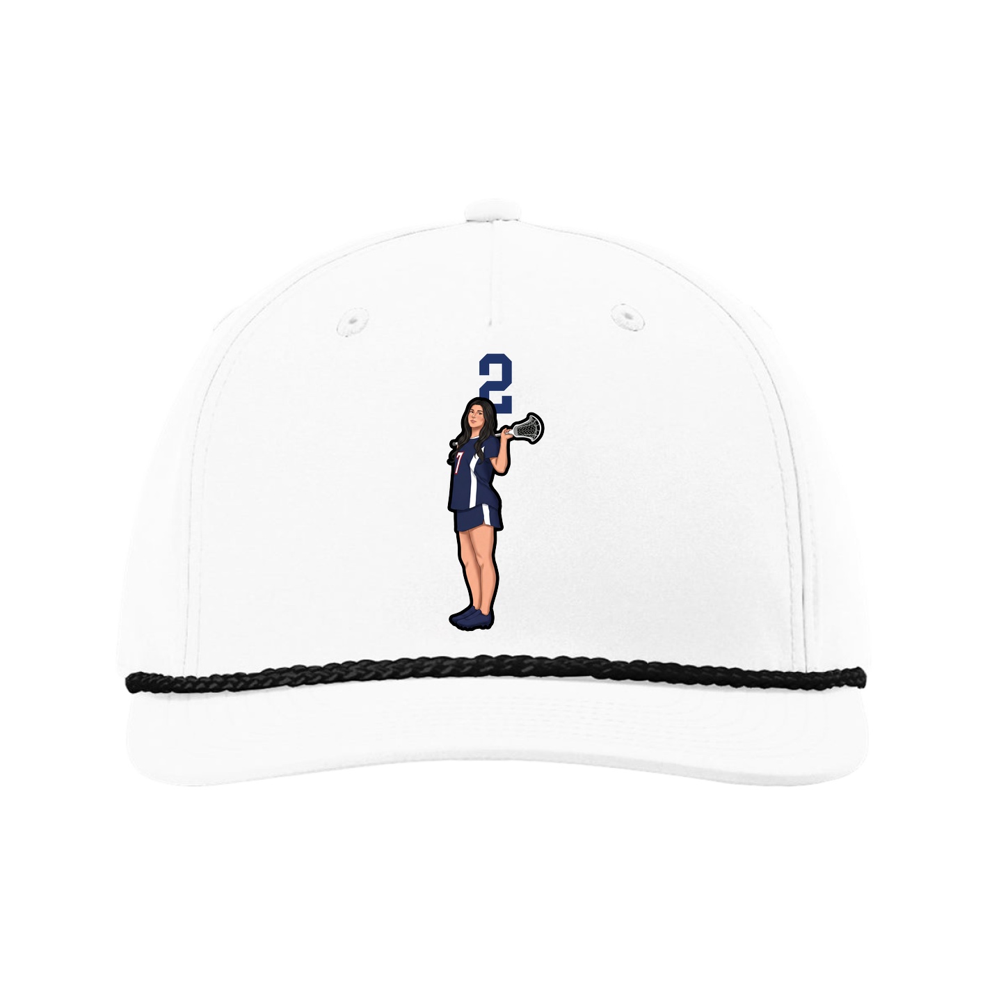 Five-Panel Classic Rope Cap — Number Top in White