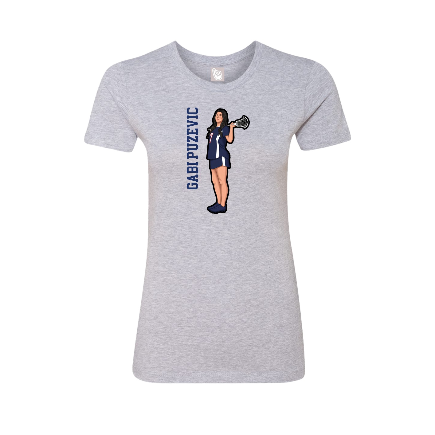 Fitted Women's Tee — Name Vertical in Grey