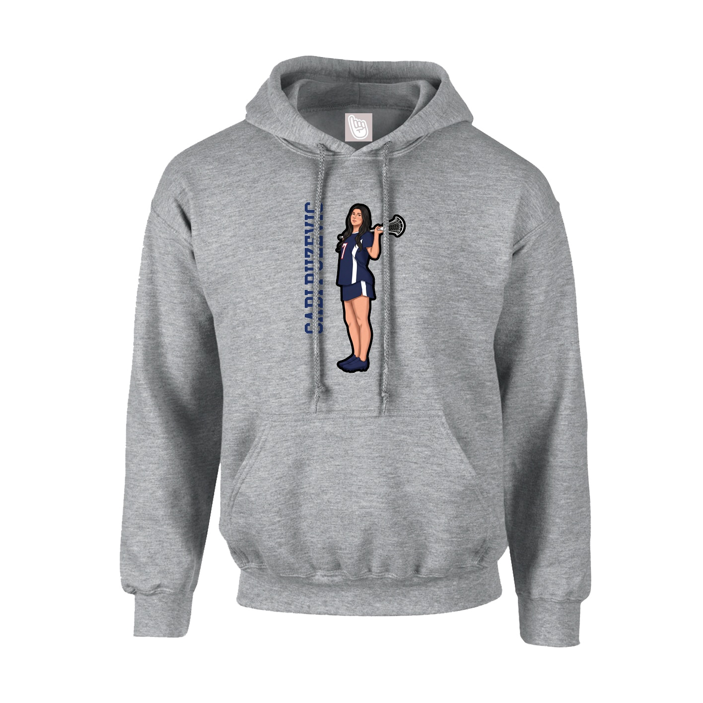 Hoodie — Name Vertical in Grey