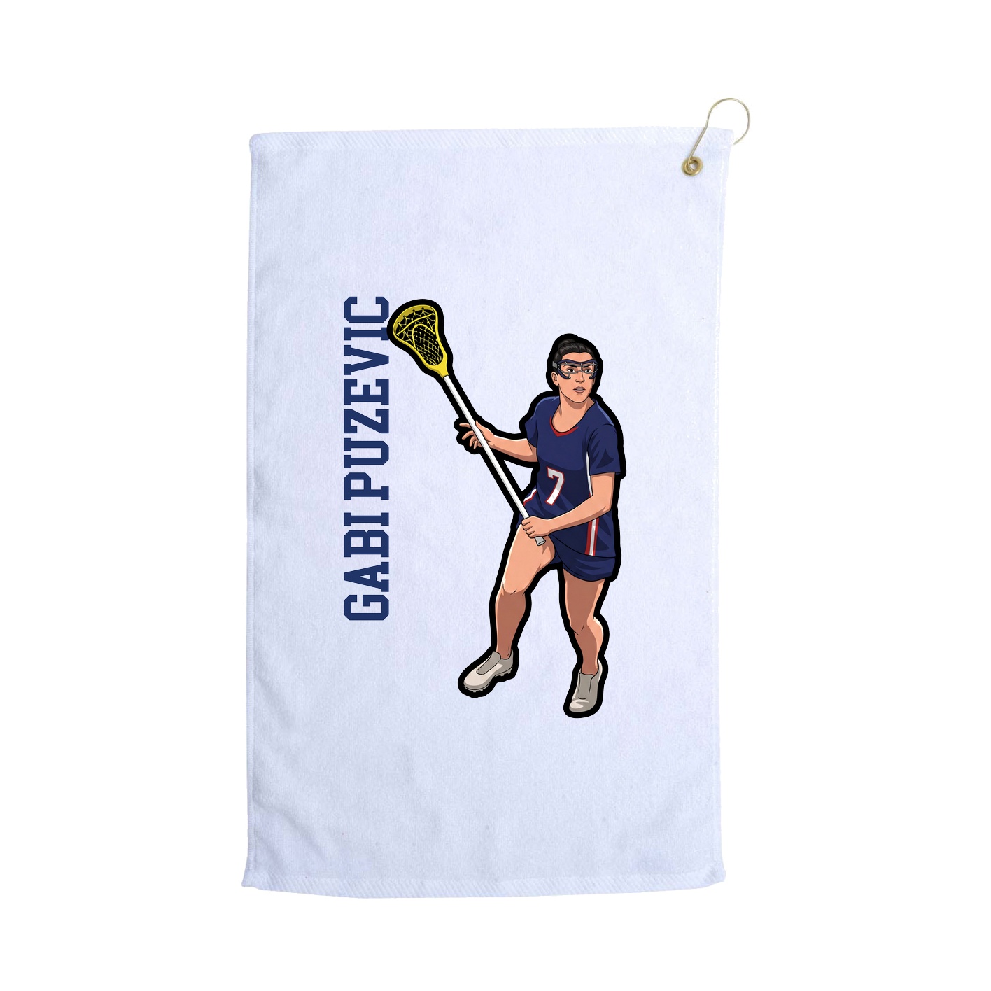 Golf Towel — Name Vertical in White