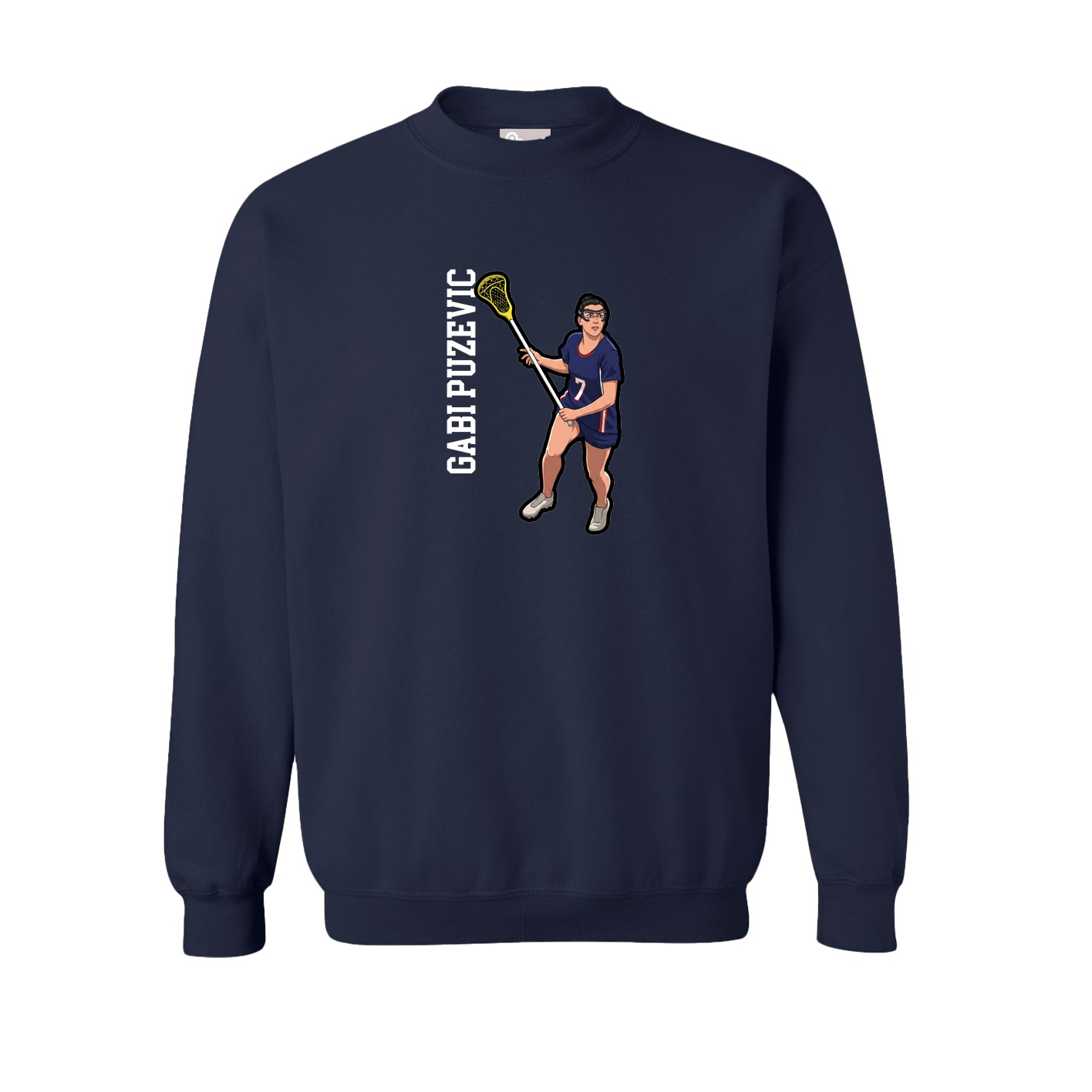 Fleece Crew — Name Vertical in Navy