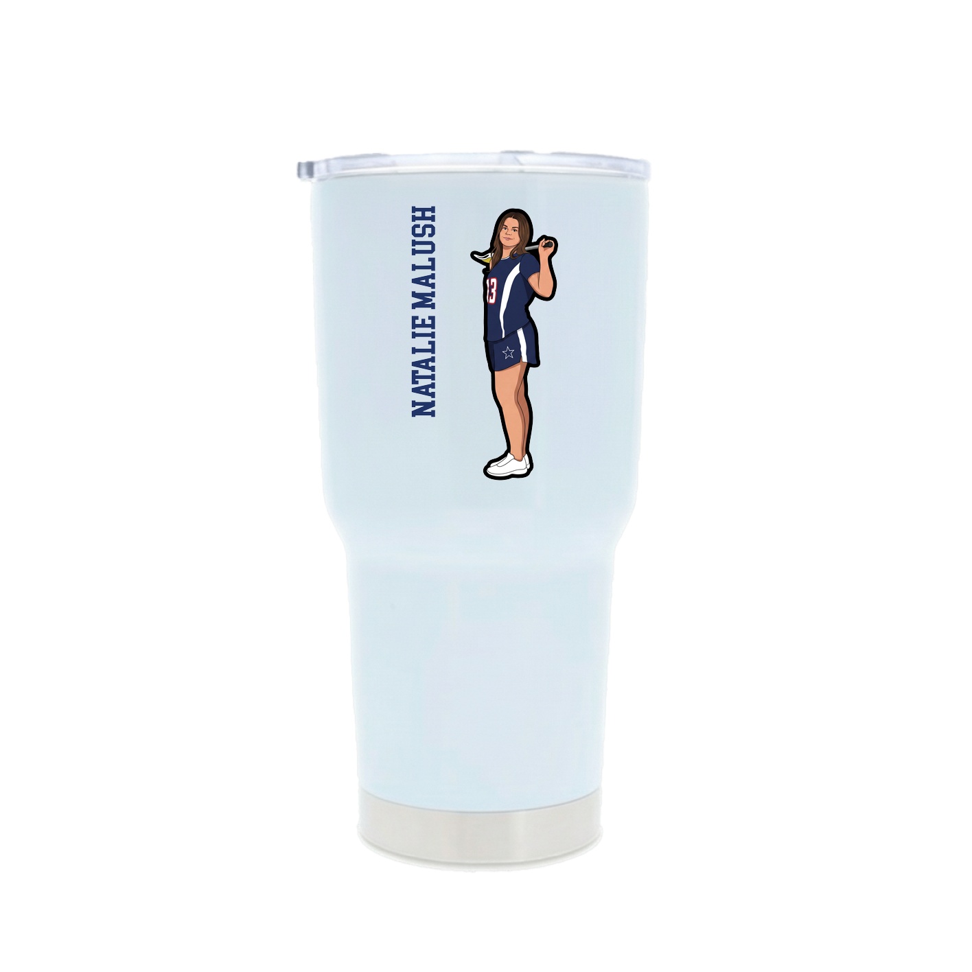 30oz Stainless Steel Tumbler — Name Vertical in White