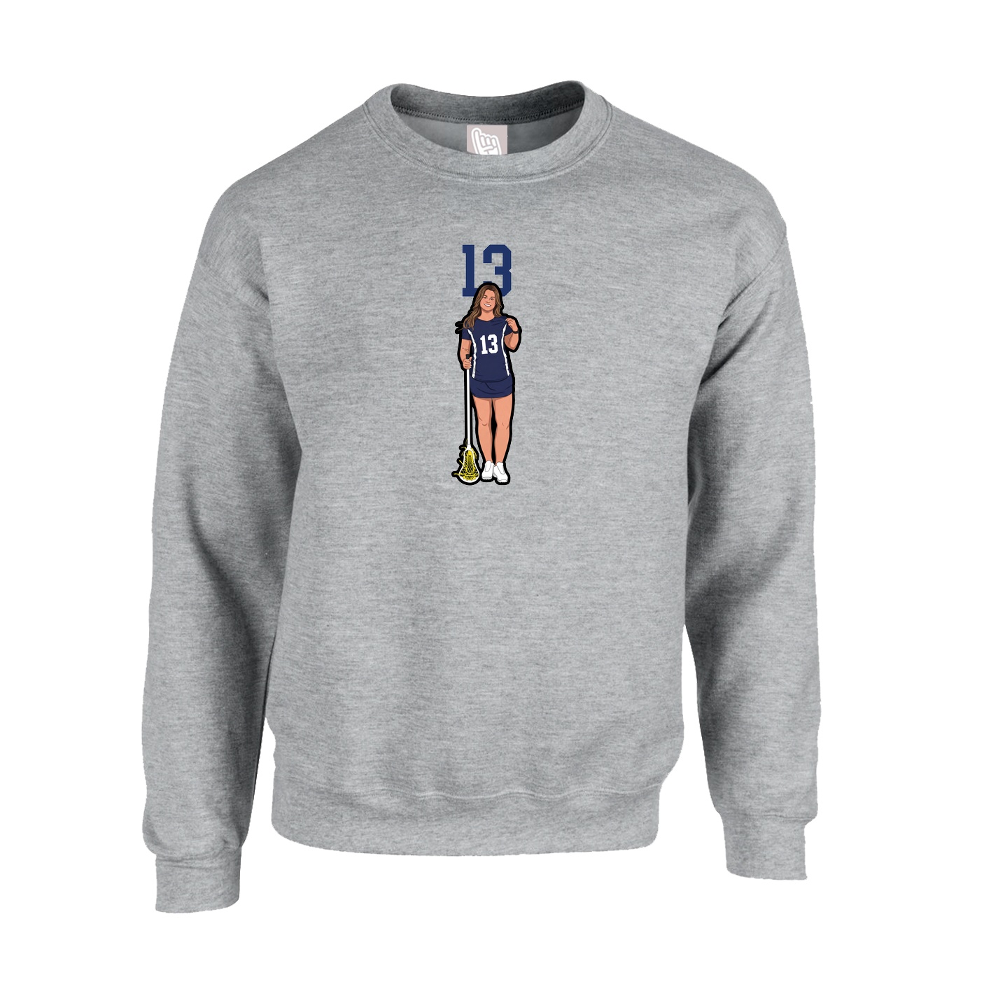 Fleece Crew — Number Top in Grey