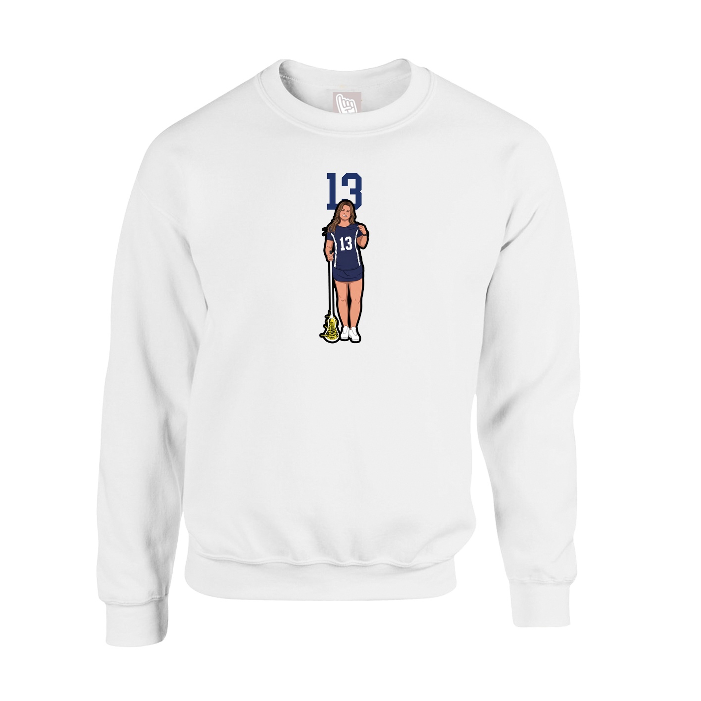 Fleece Crew — Number Top in White