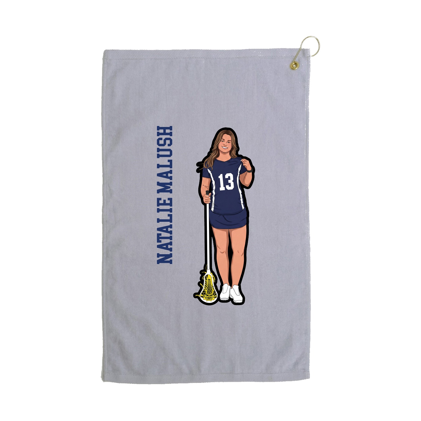 Golf Towel — Name Vertical in Grey