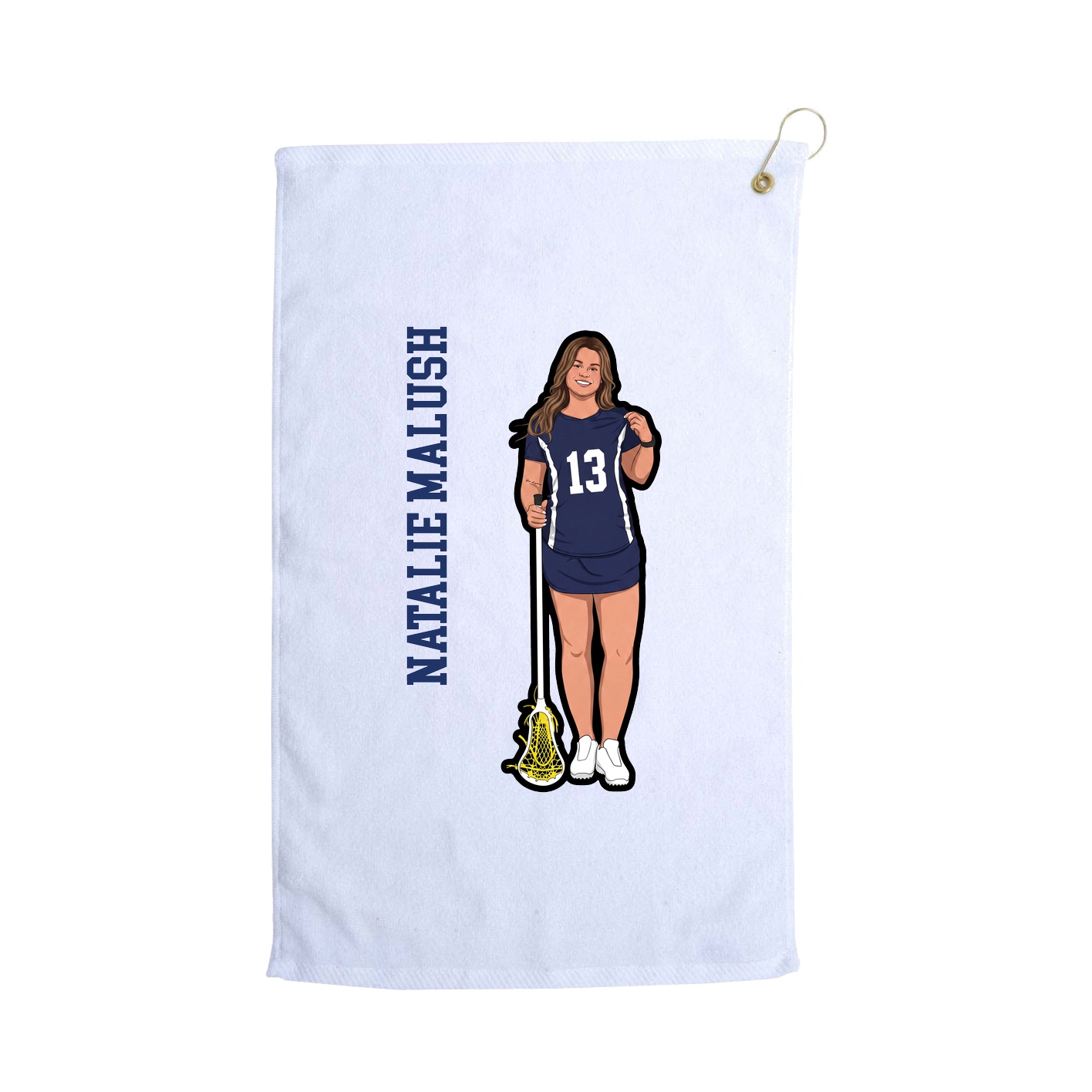 Golf Towel — Name Vertical in White