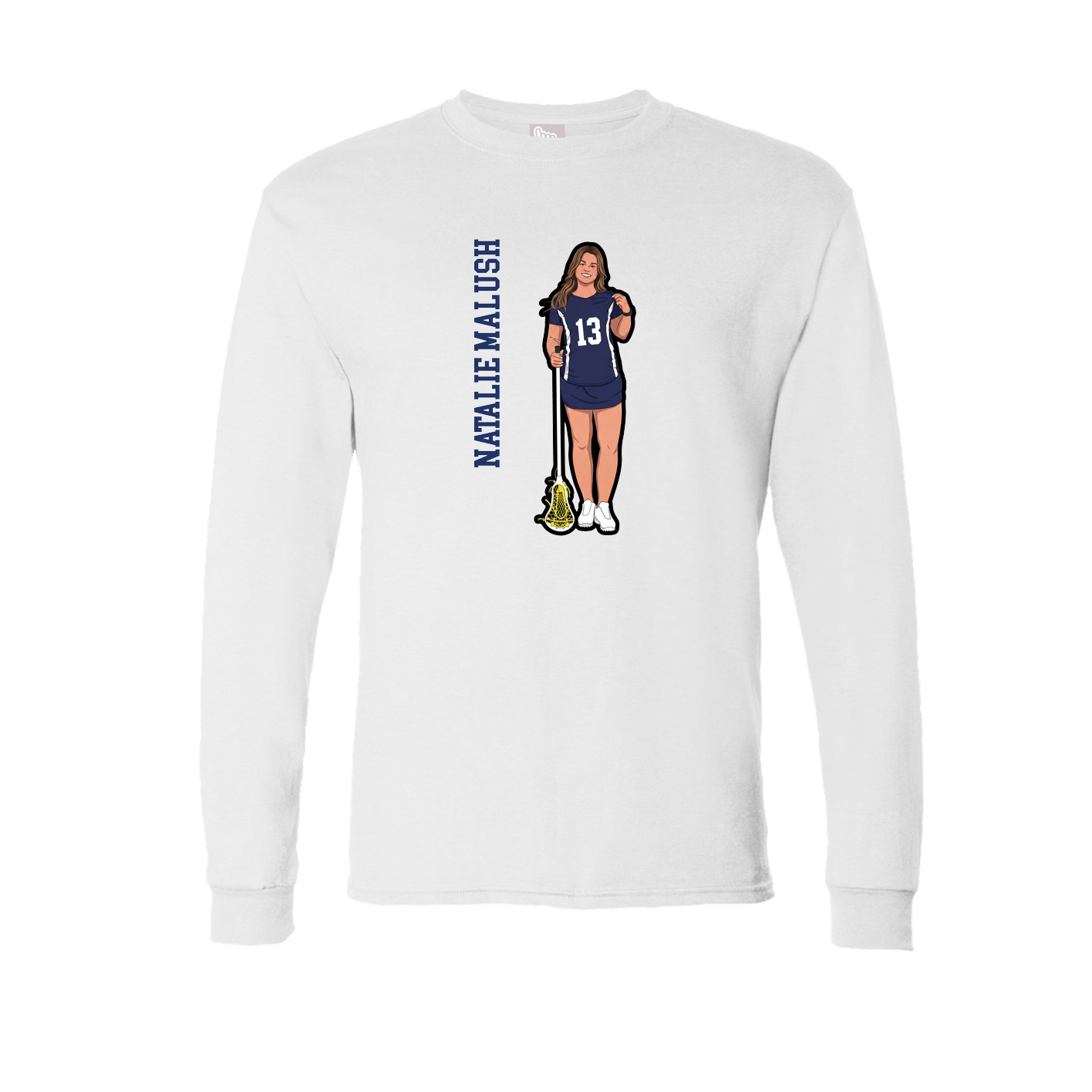 Long Sleeve Tee — Name Vertical in White