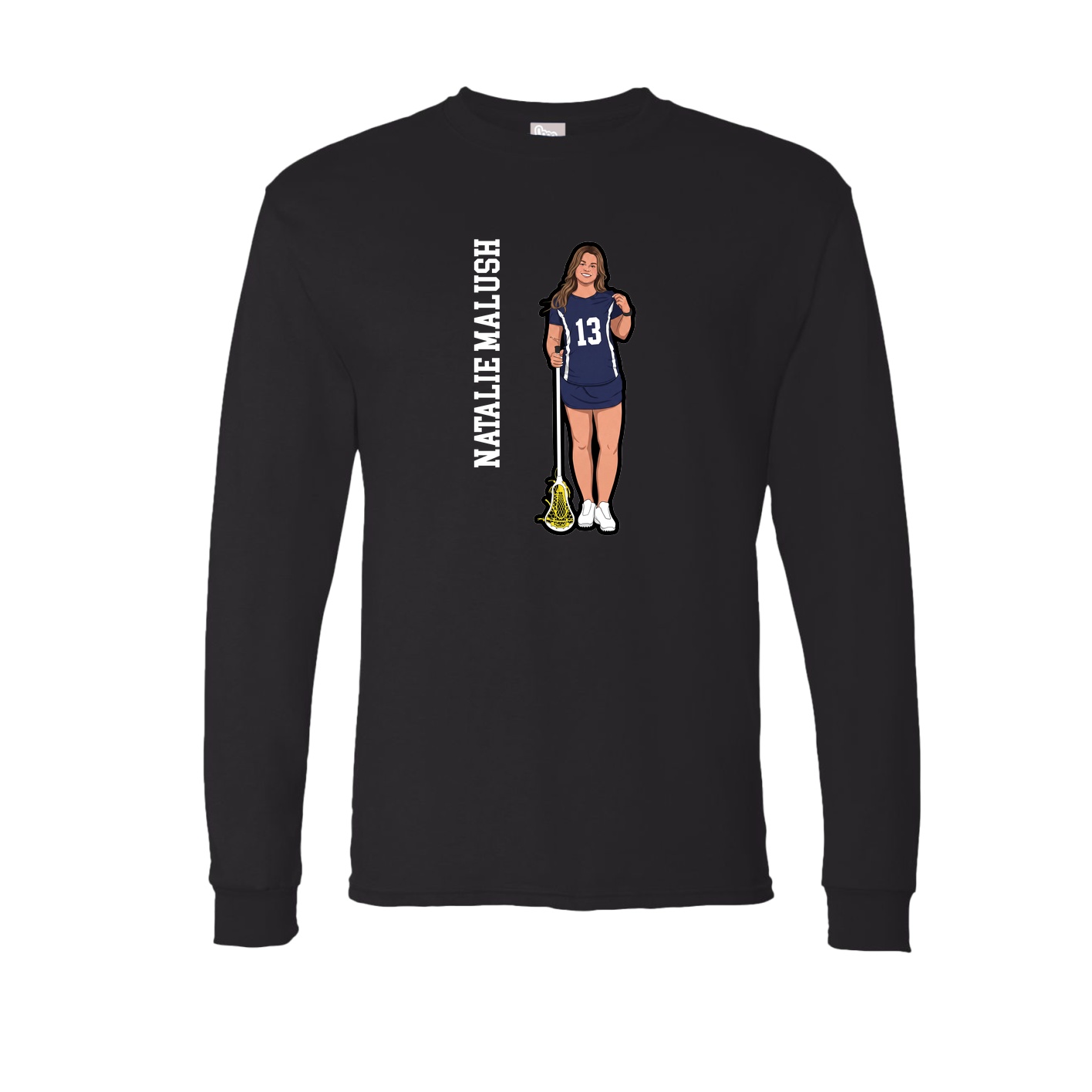 Long Sleeve Tee — Name Vertical in Black