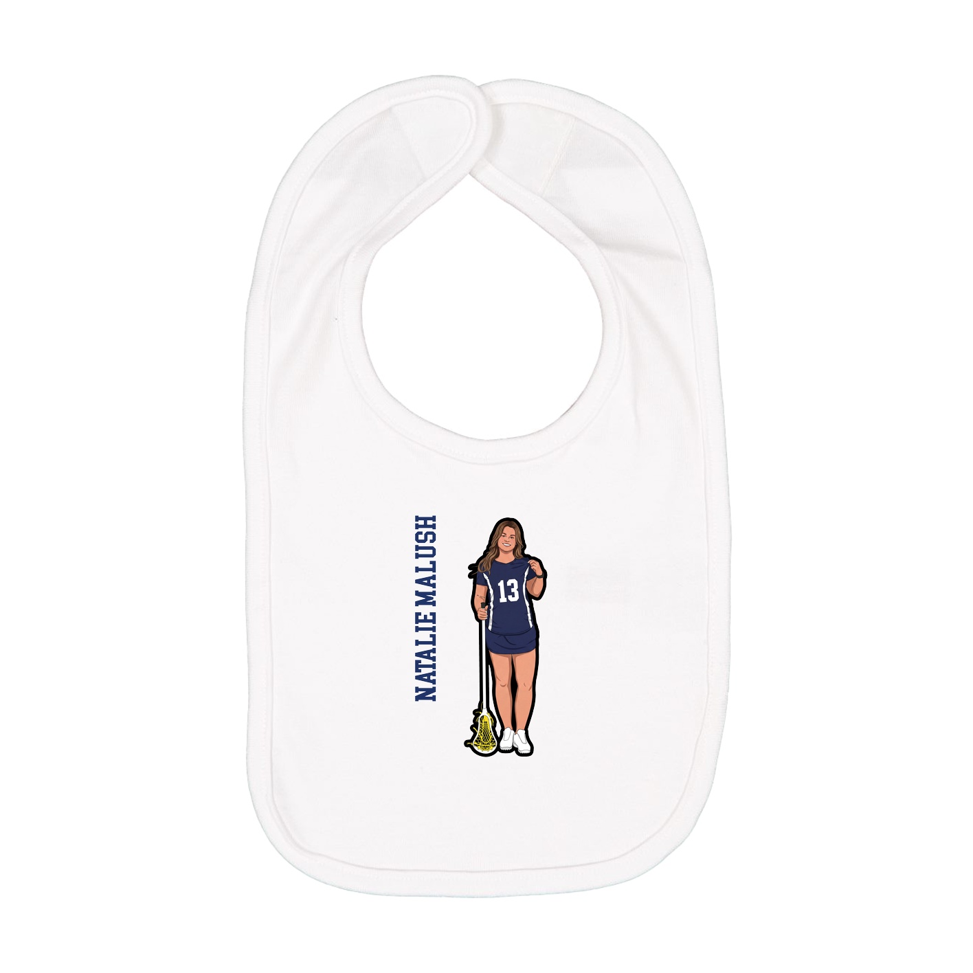 Infant Bib — Name Vertical in White