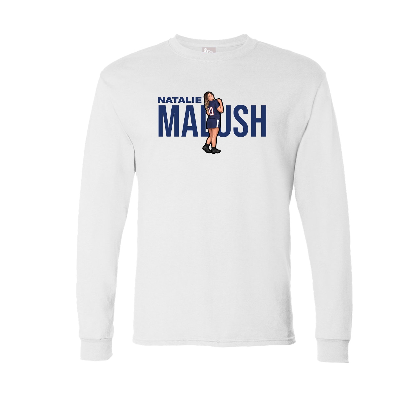Long Sleeve Tee — Player Name in White
