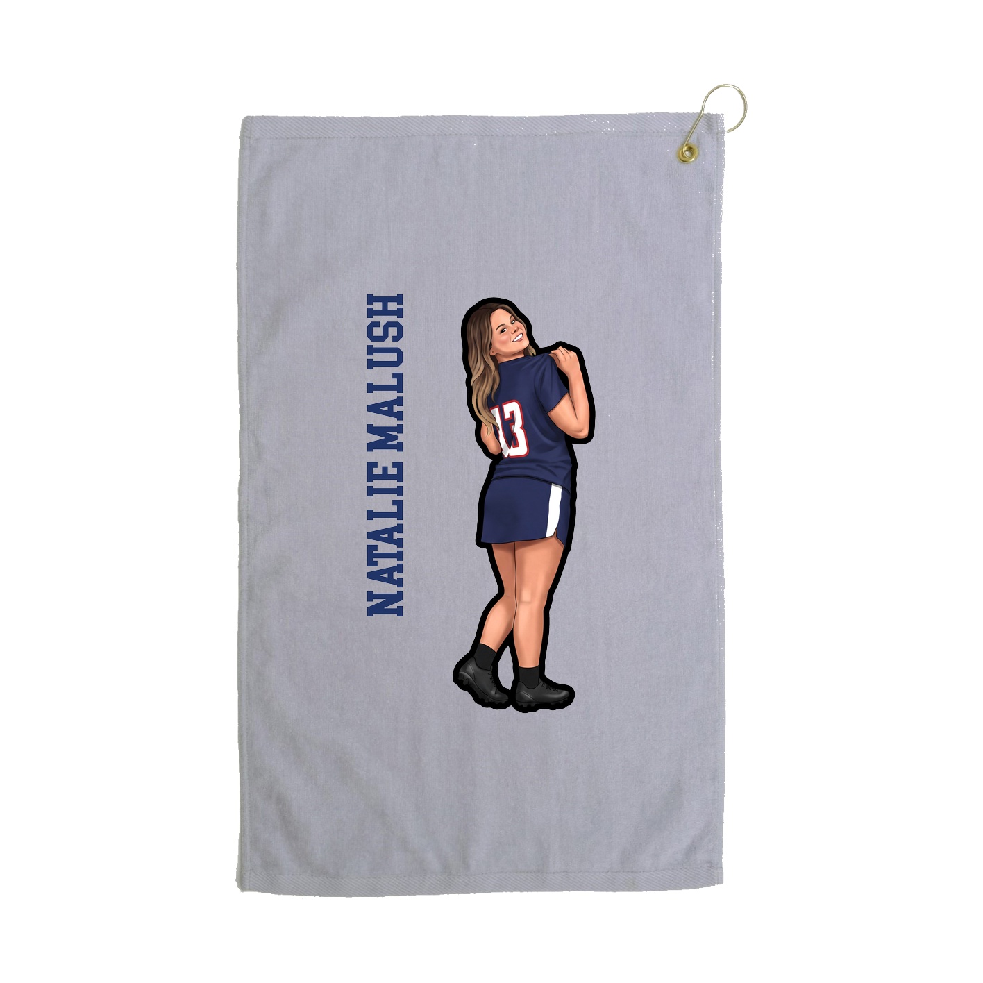 Golf Towel — Name Vertical in Grey