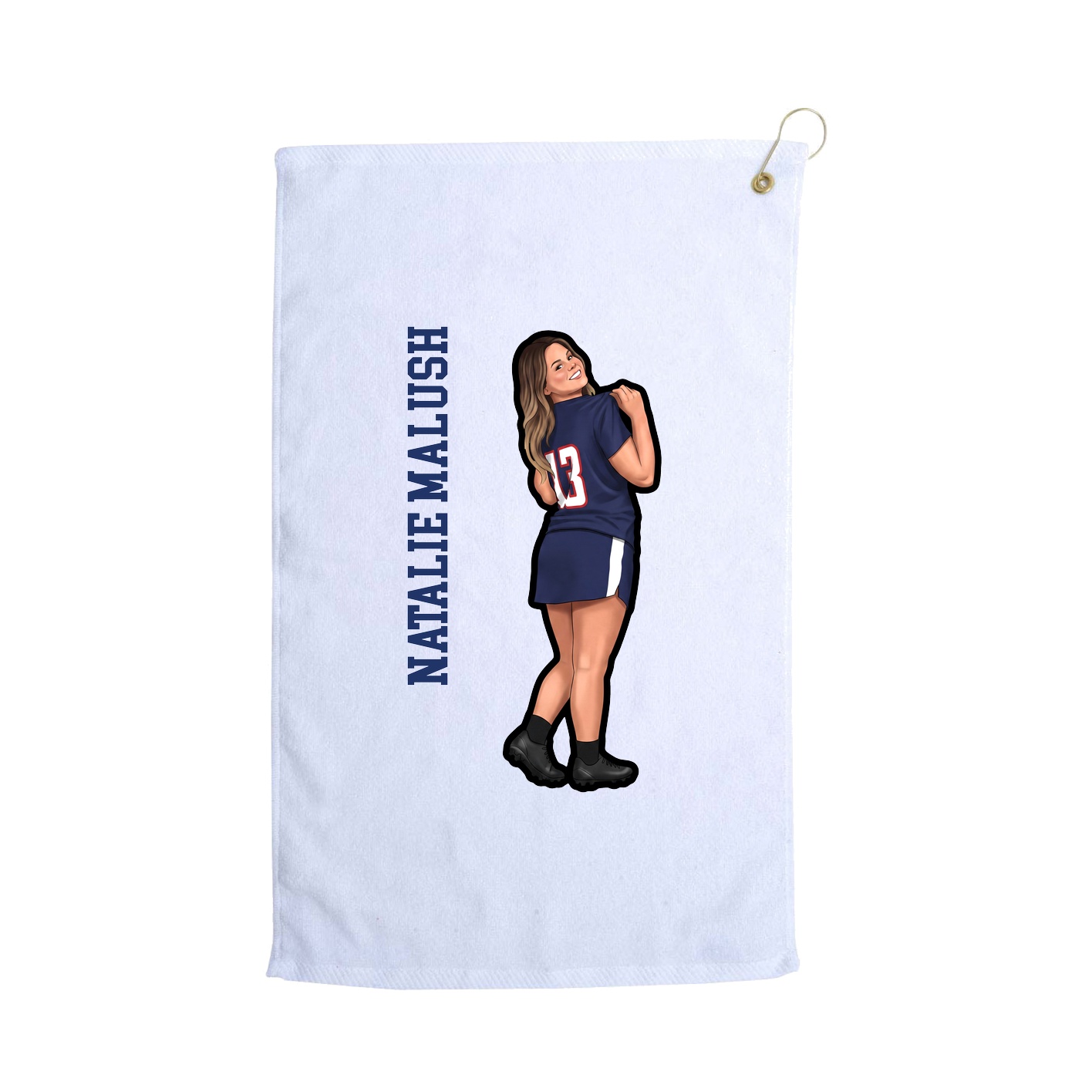 Golf Towel — Name Vertical in White