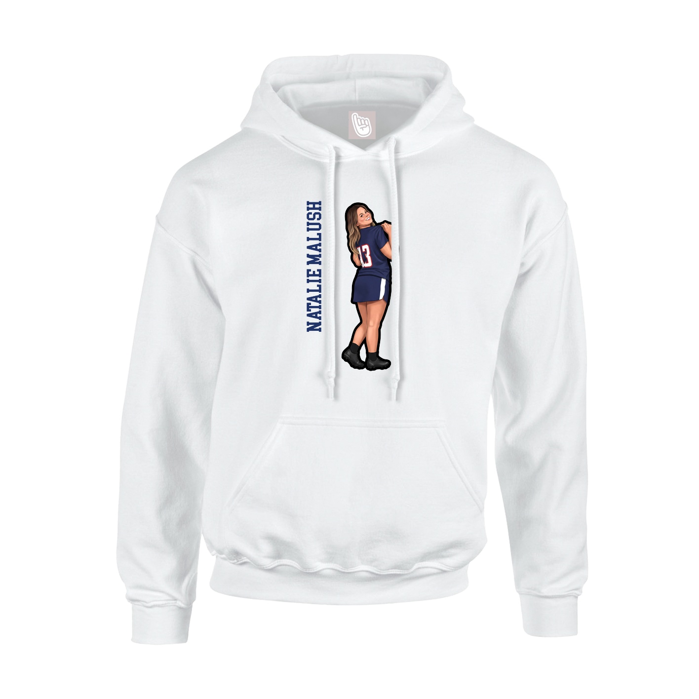 Youth Hoodie — Name Vertical in White