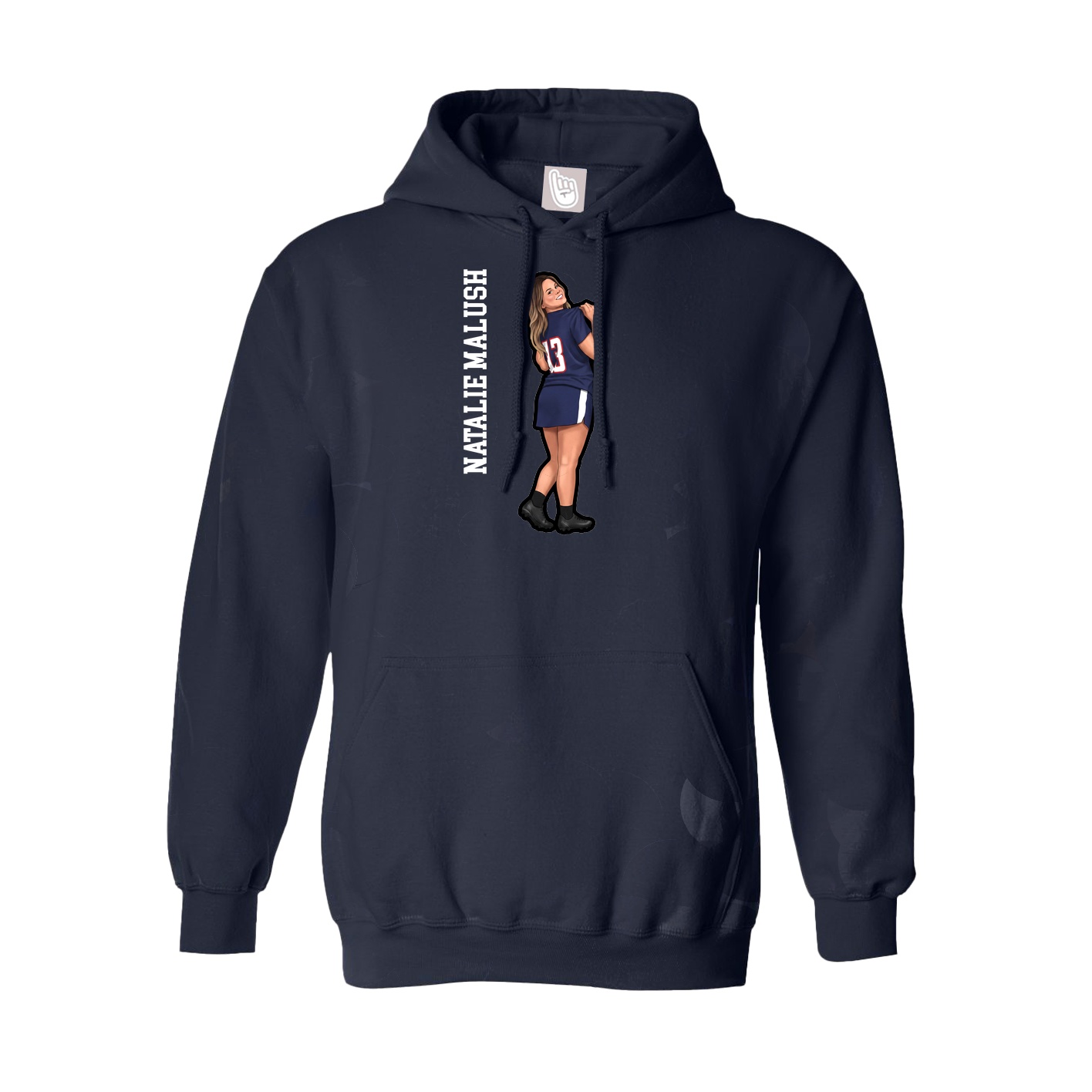 Youth Hoodie — Name Vertical in Navy