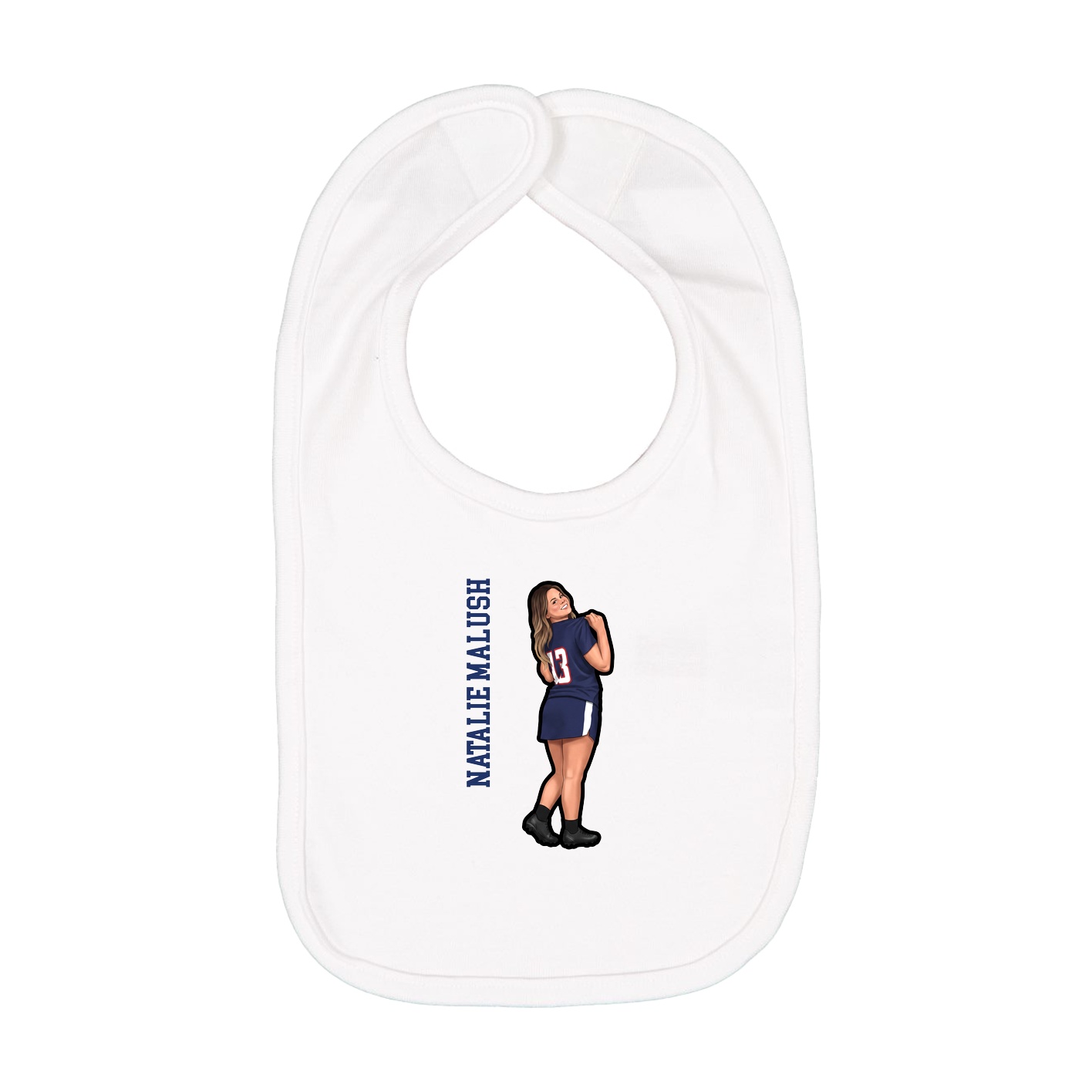 Infant Bib — Name Vertical in White