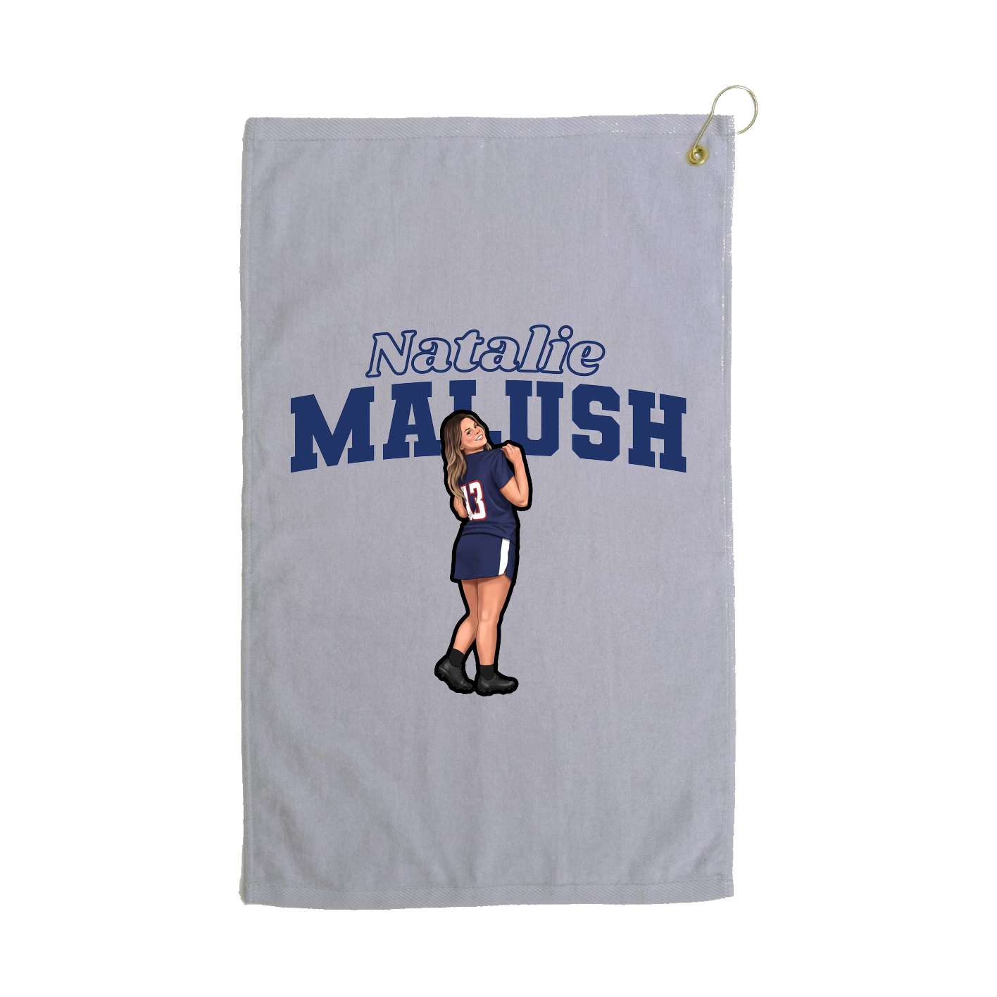 Golf Towel — Name Arch in Grey