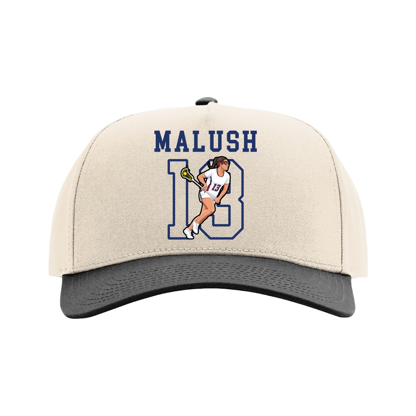 Full Fabric Five-Panel Champ Cap — Shirsey in Cream/Black