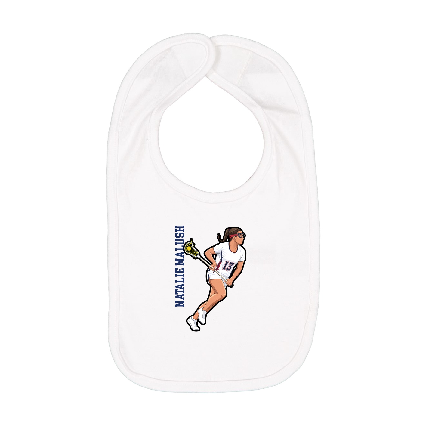 Infant Bib — Name Vertical in White