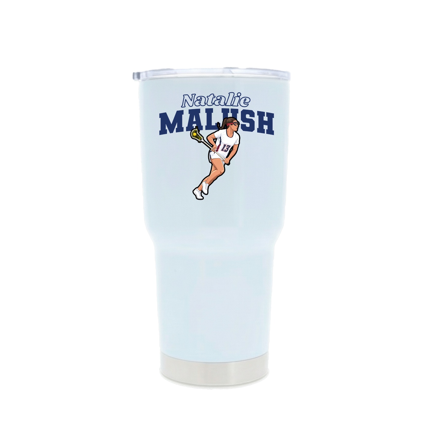 30oz Stainless Steel Tumbler — Name Arch in White