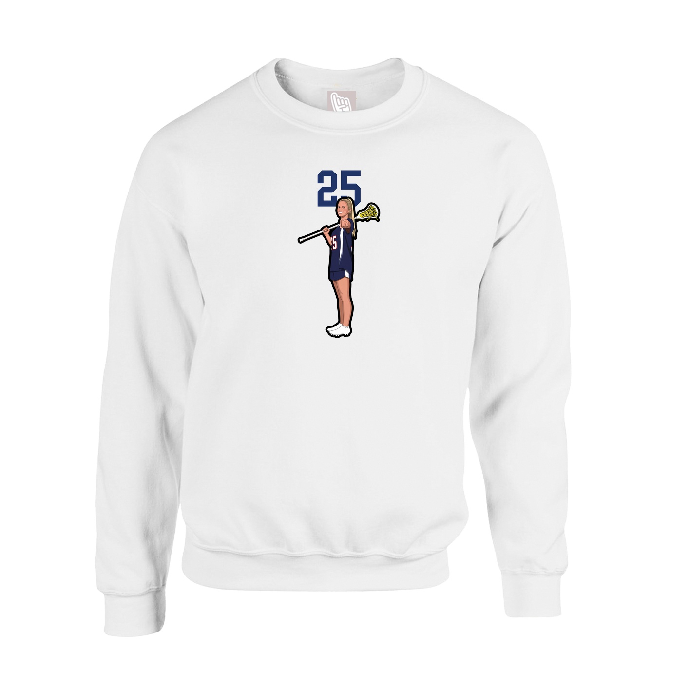 Fleece Crew — Number Top in White